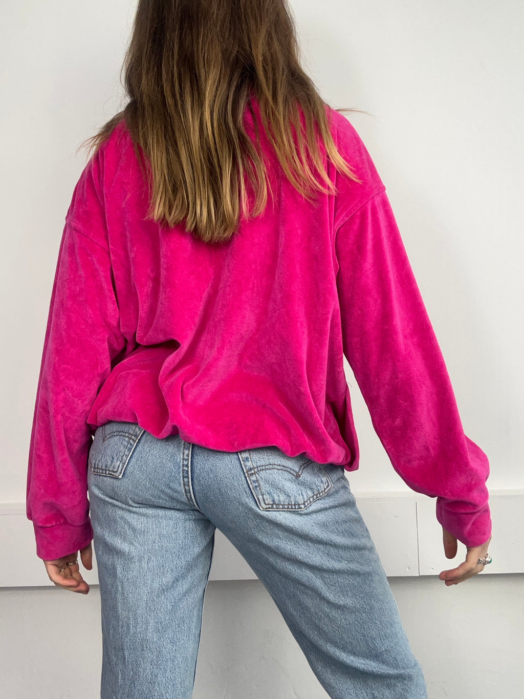 Pink Velour Bomber Jacket Size M