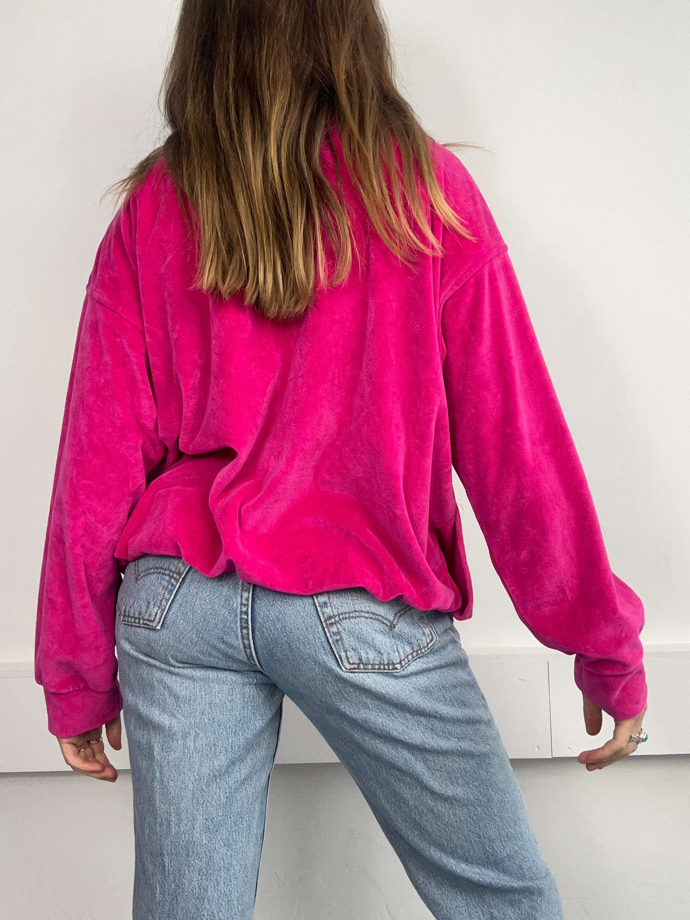 Pink Velour Bomber Jacket Size M