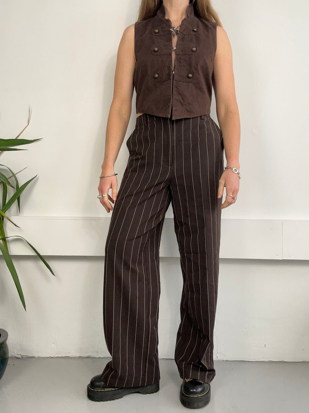 Brown Strriped Flares Size 8