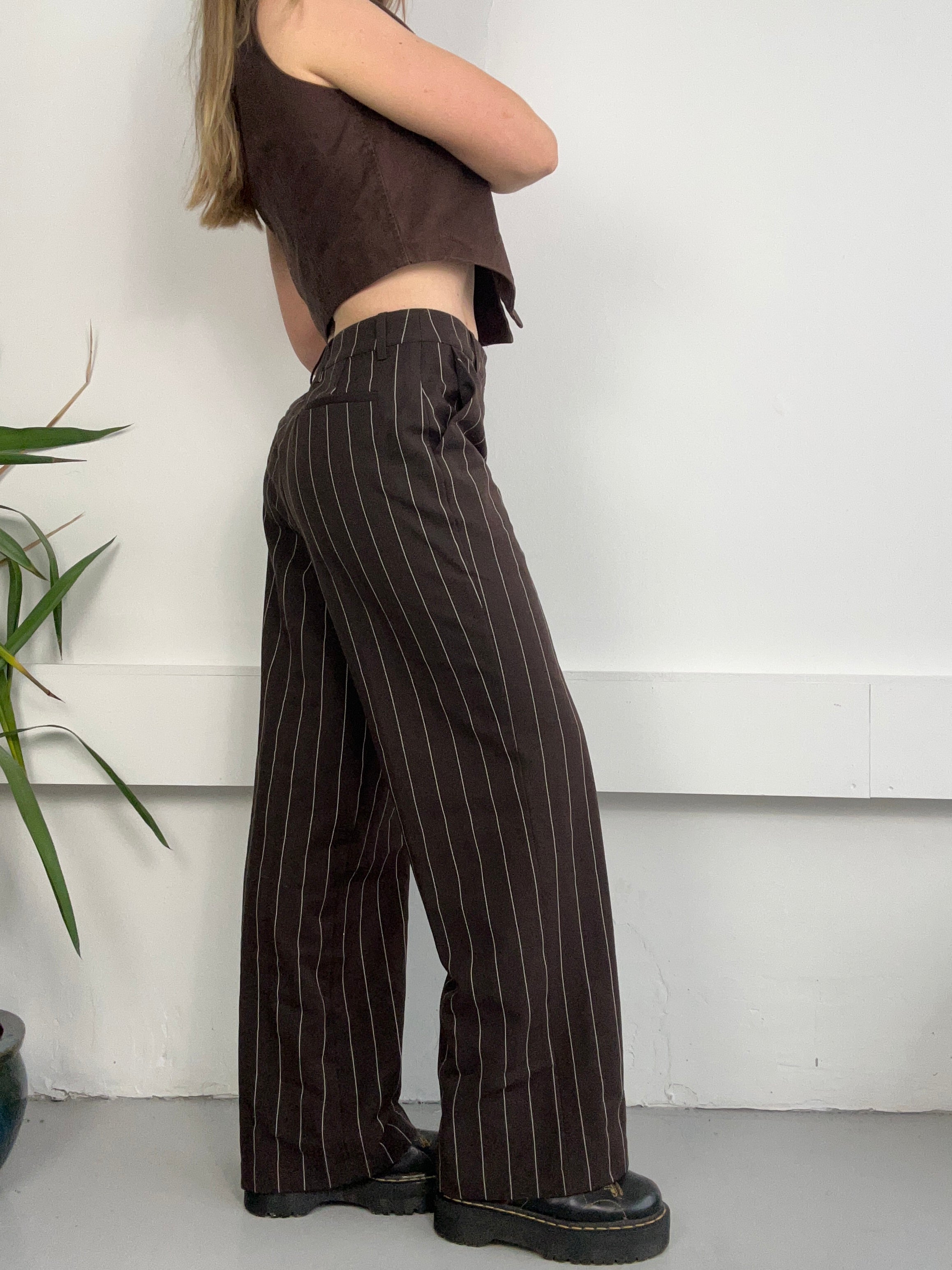 Brown Strriped Flares Size 8