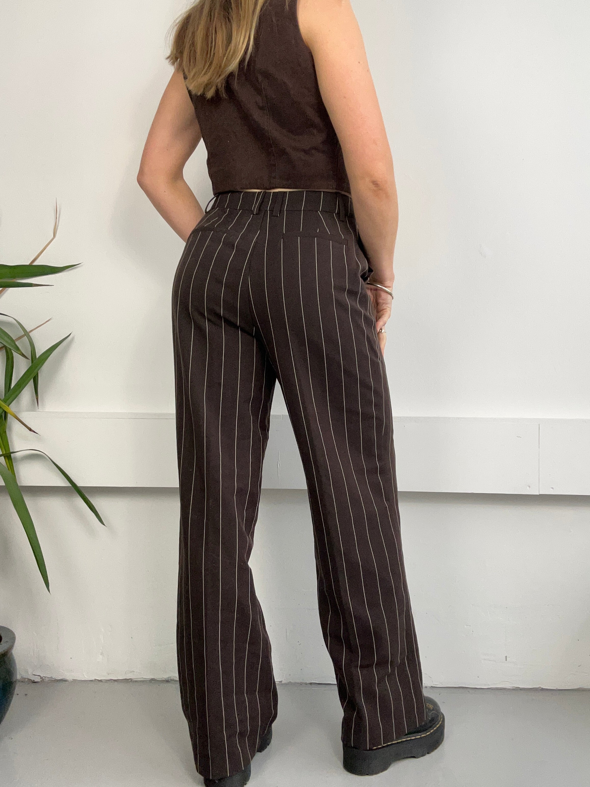 Brown Strriped Flares Size 8