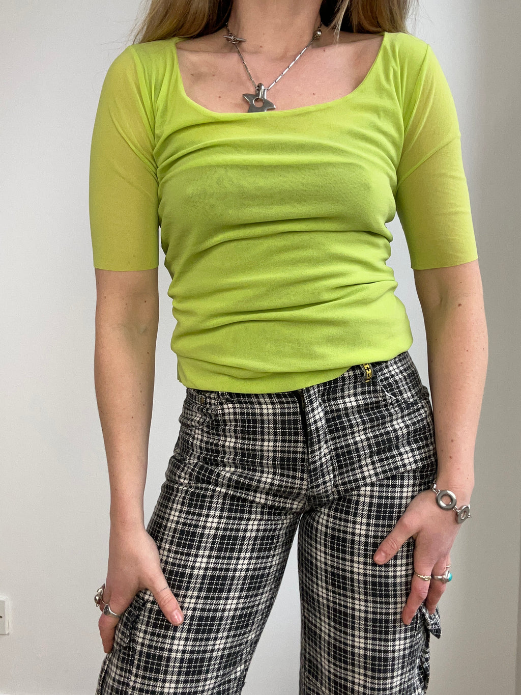 Lime Green 90's Mesh Top Size 10/12