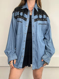 Denim 80's Leather Shirt Size XL