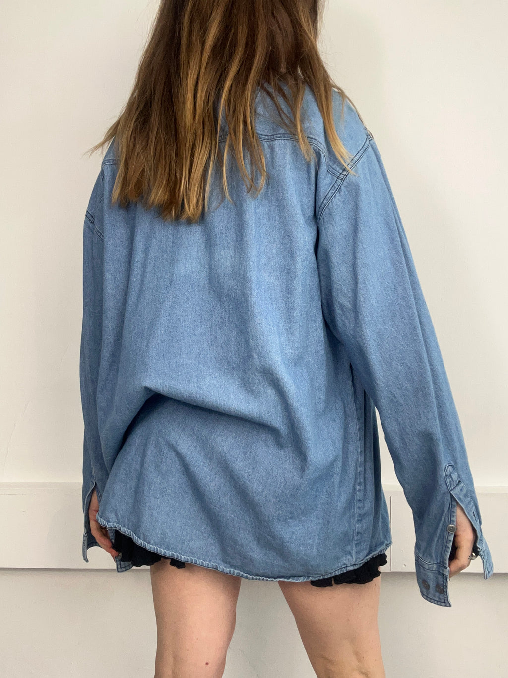 Denim 80's Leather Shirt Size XL