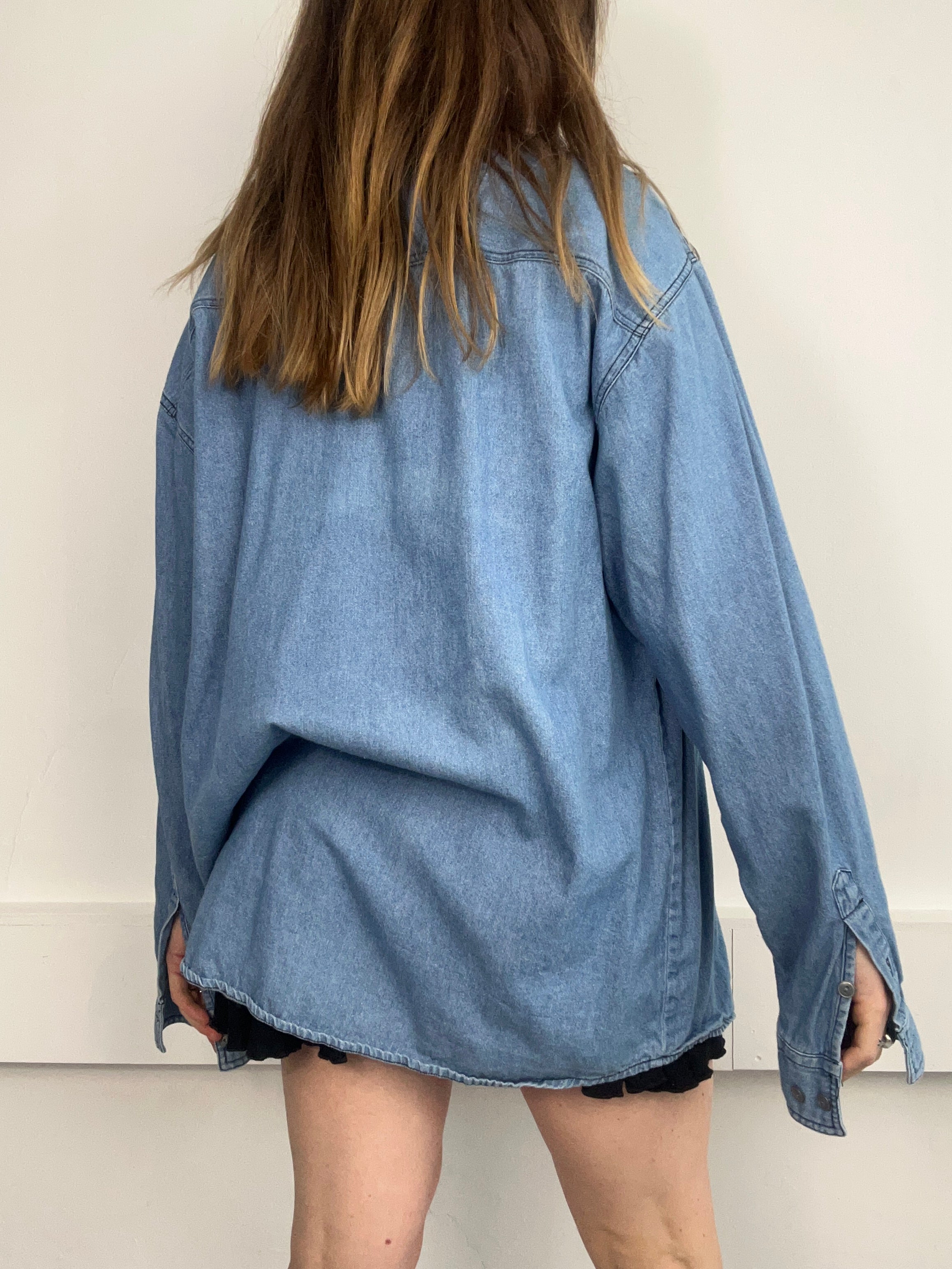 Denim 80's Leather Shirt Size XL
