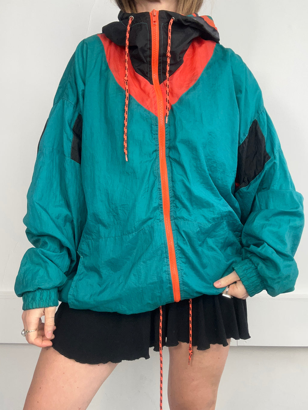 Teal Hooded Shell Jacket Size Xl