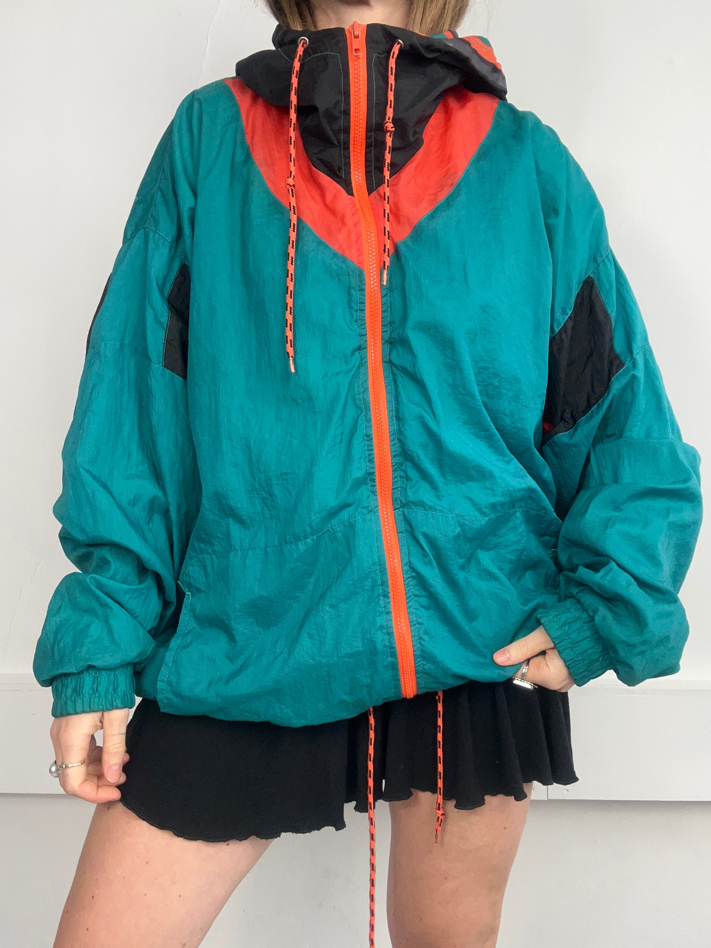 Teal Hooded Shell Jacket Size Xl
