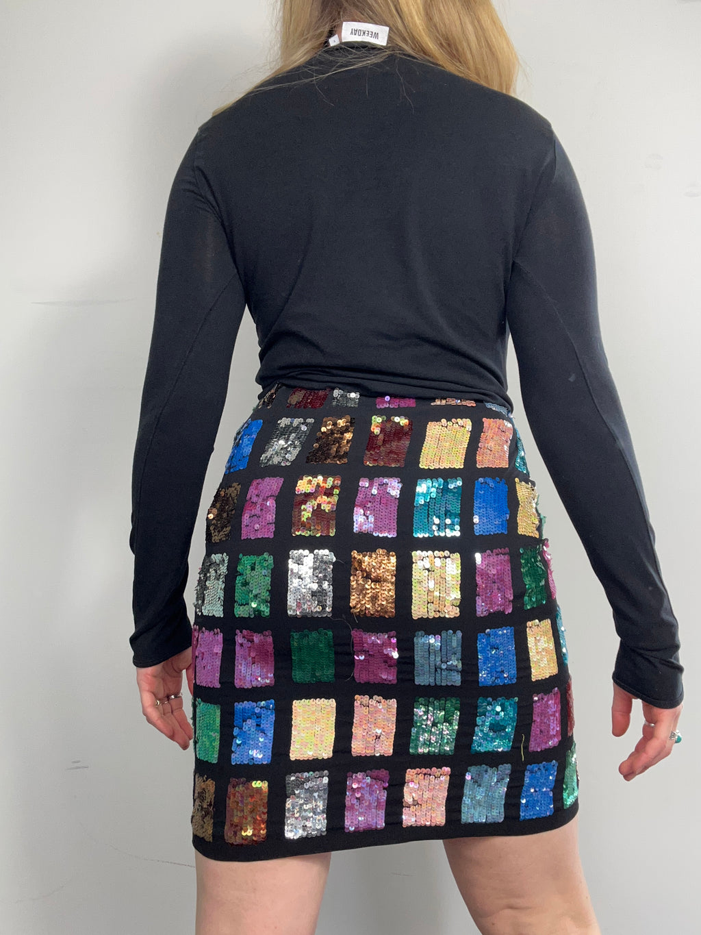 1980's Sequin Chekered Skirt Size 8