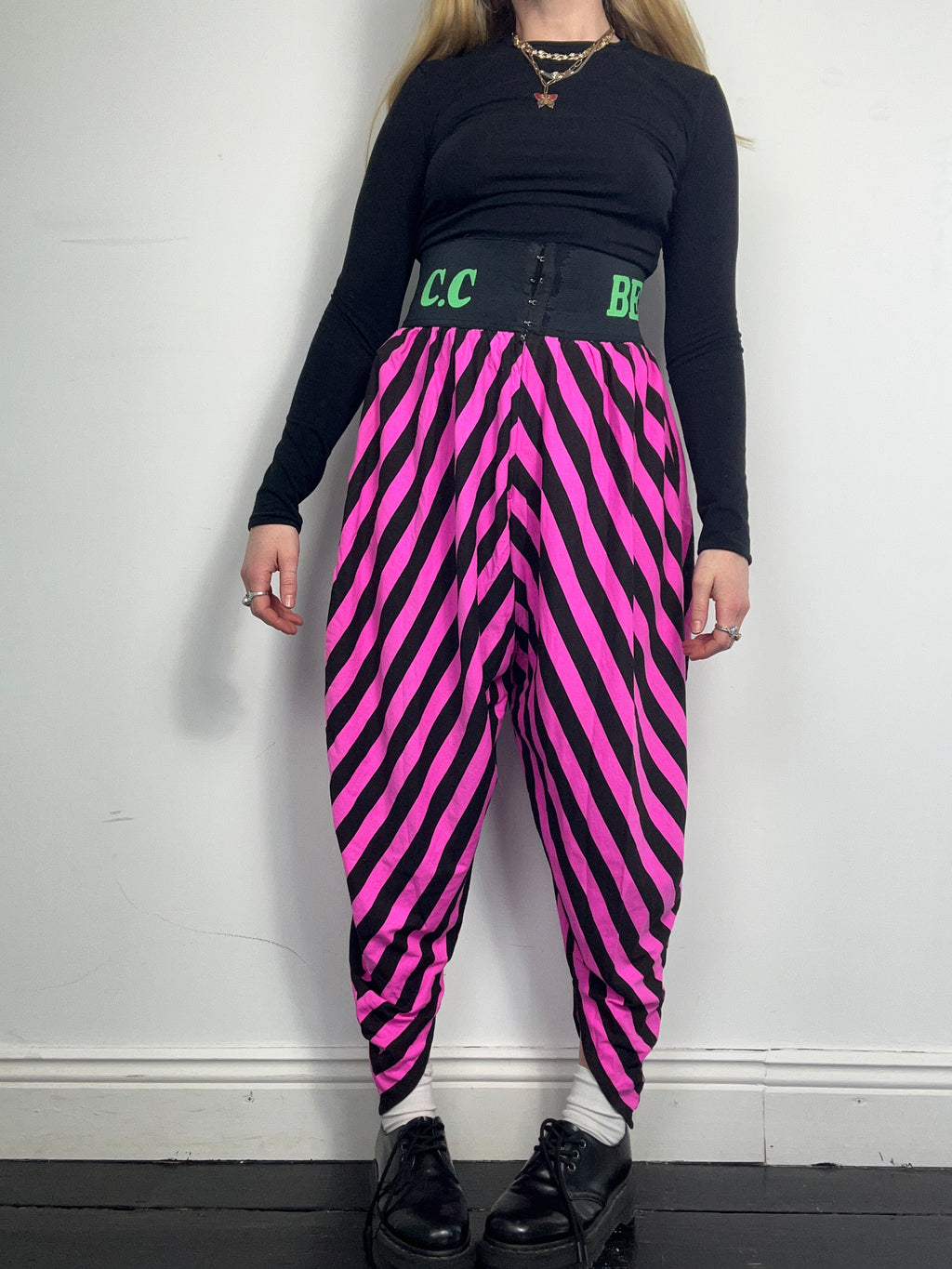 Striped 80's Muscle Pants Size 8/10