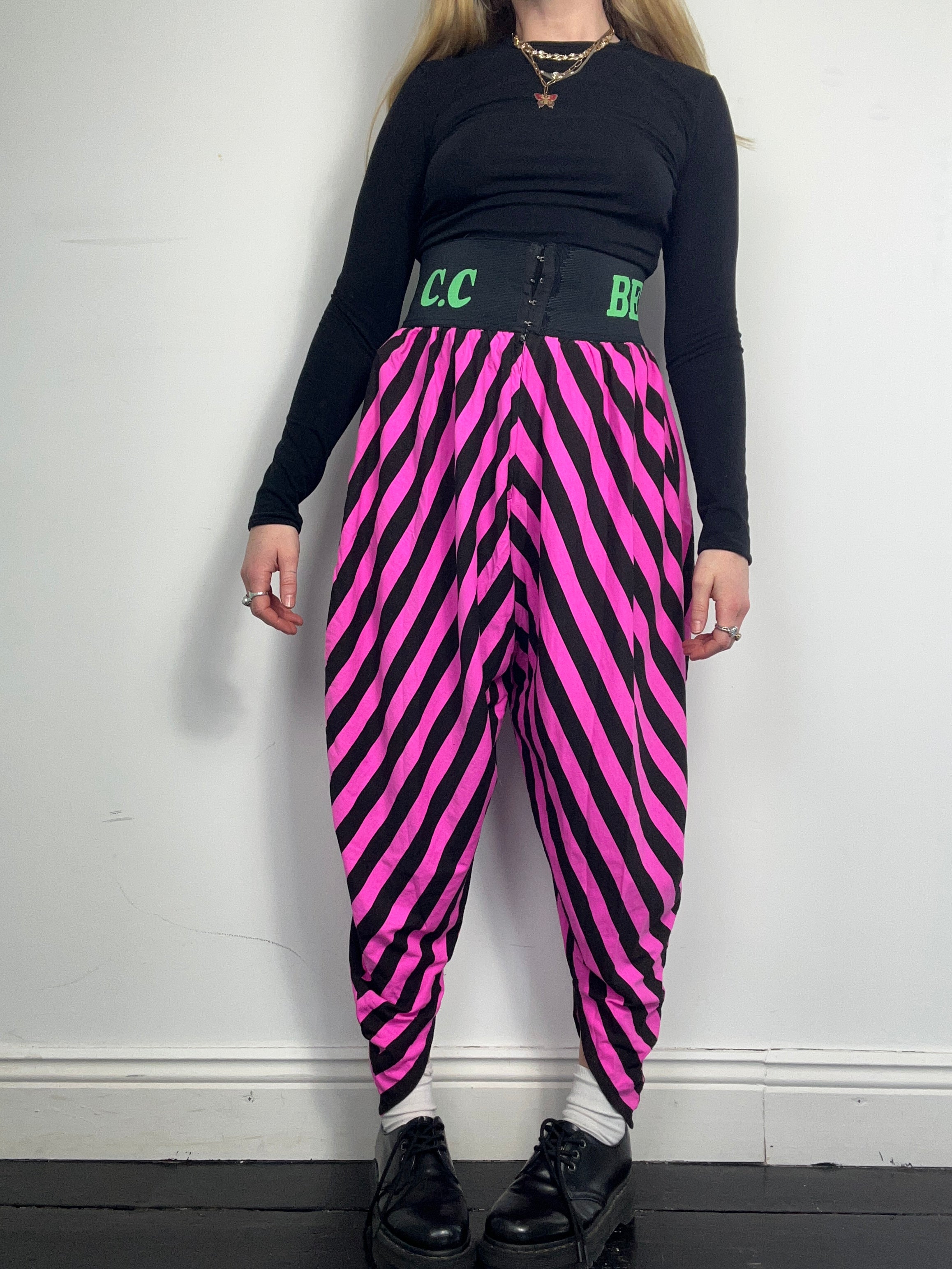 Striped 80's Muscle Pants Size 8/10