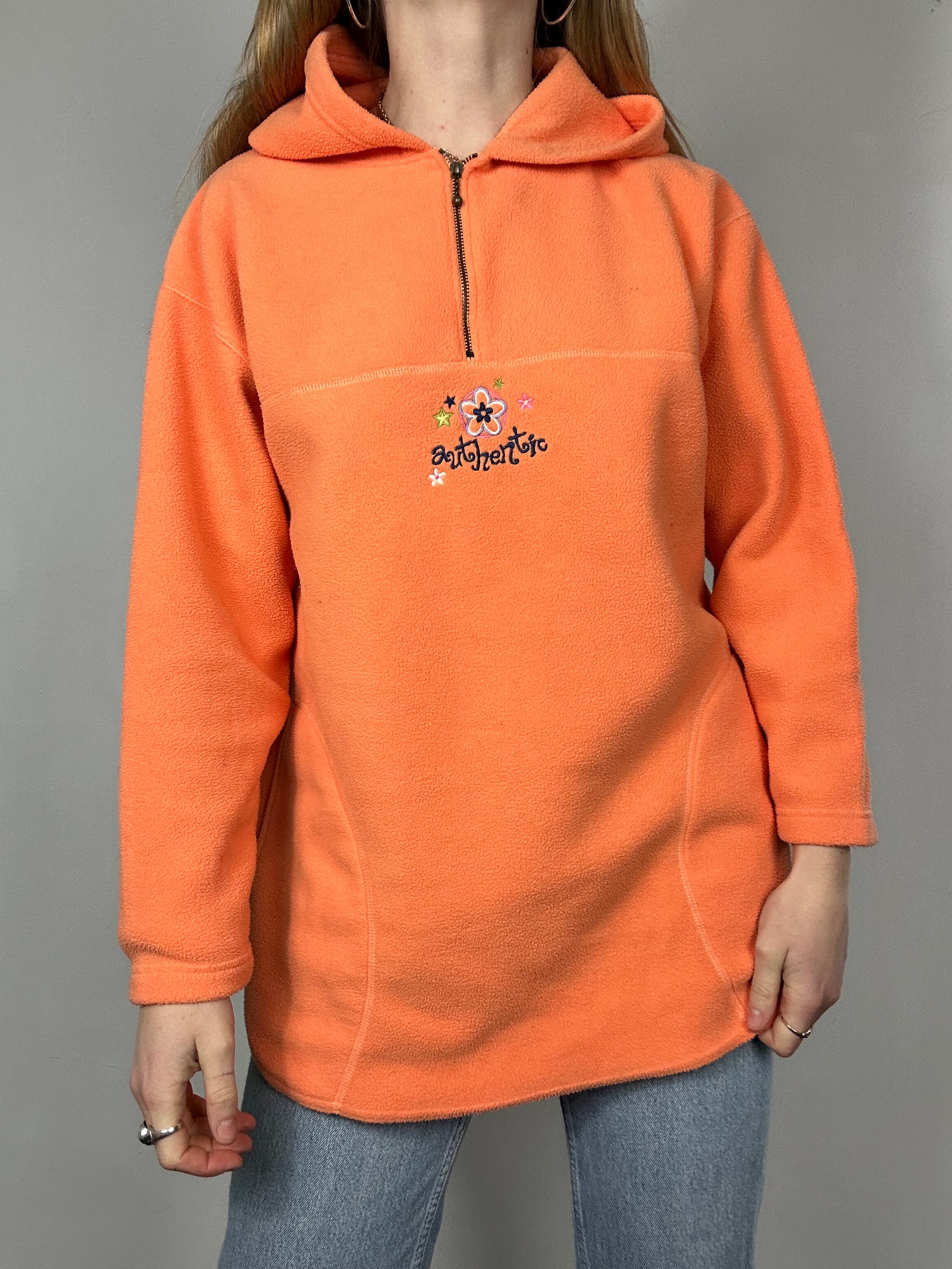 Orange 90's Half Zip Fleece Size M