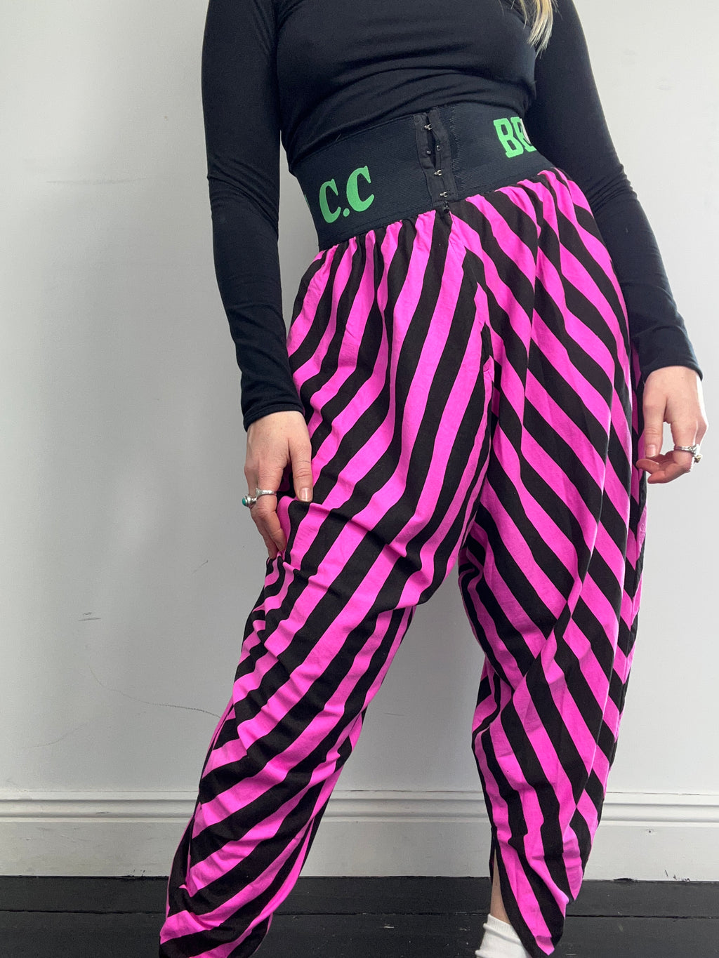 Striped 80's Muscle Pants Size 8/10