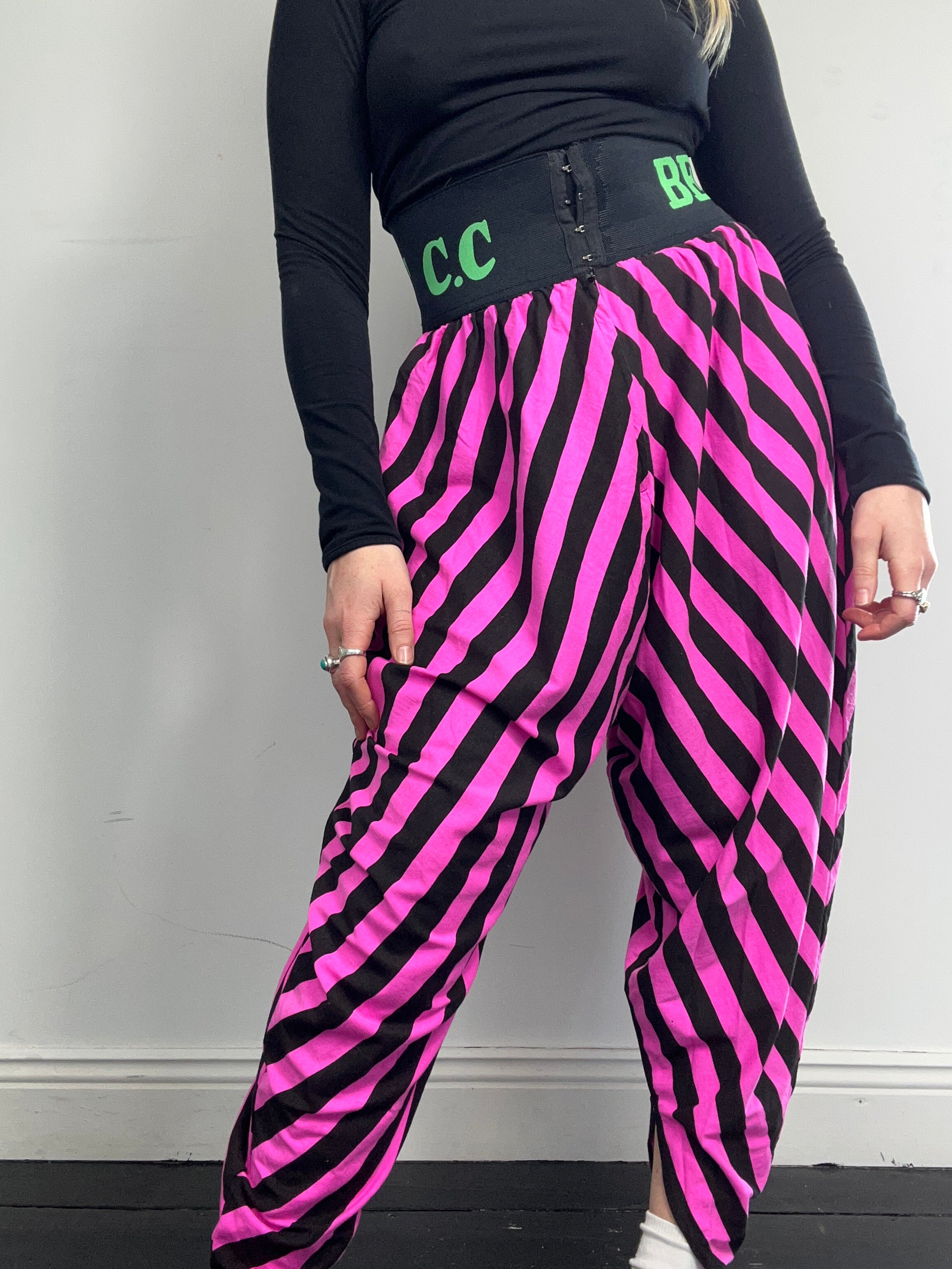 Striped 80's Muscle Pants Size 8/10