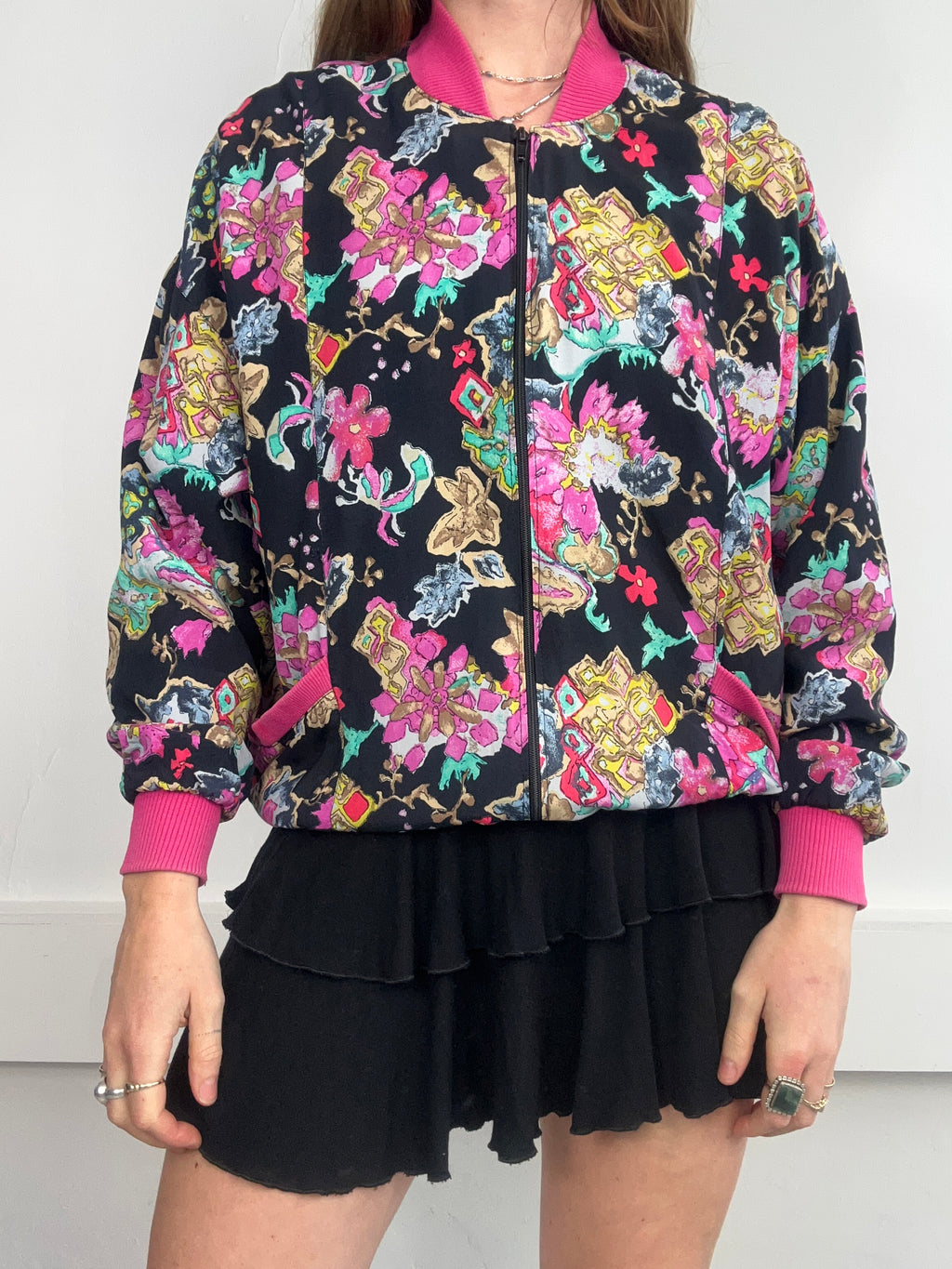 Floral Bomber jacket 80's Size 10/12