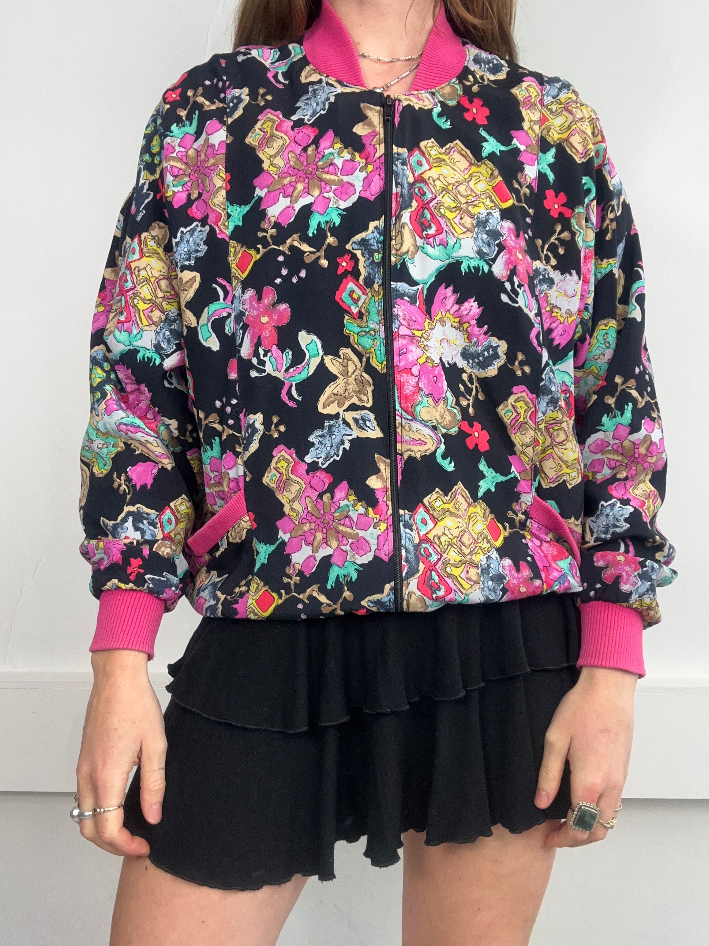 Floral Bomber jacket 80's Size 10/12