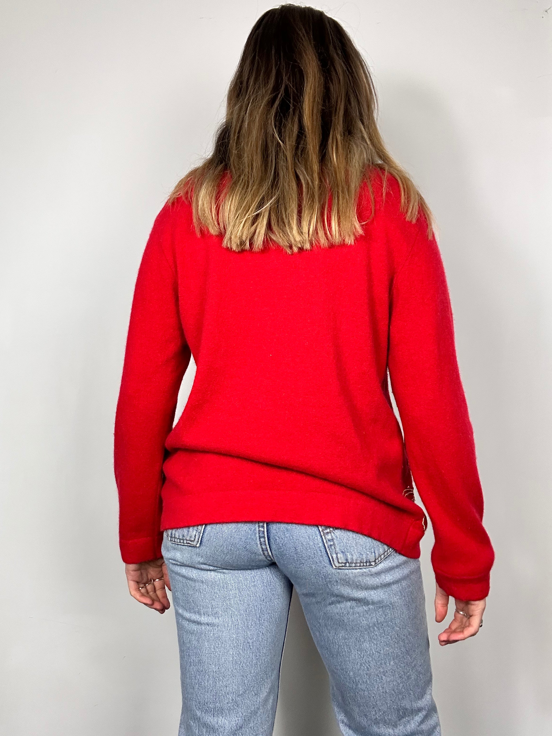 Red Knit Beaded Cardigan Size 10