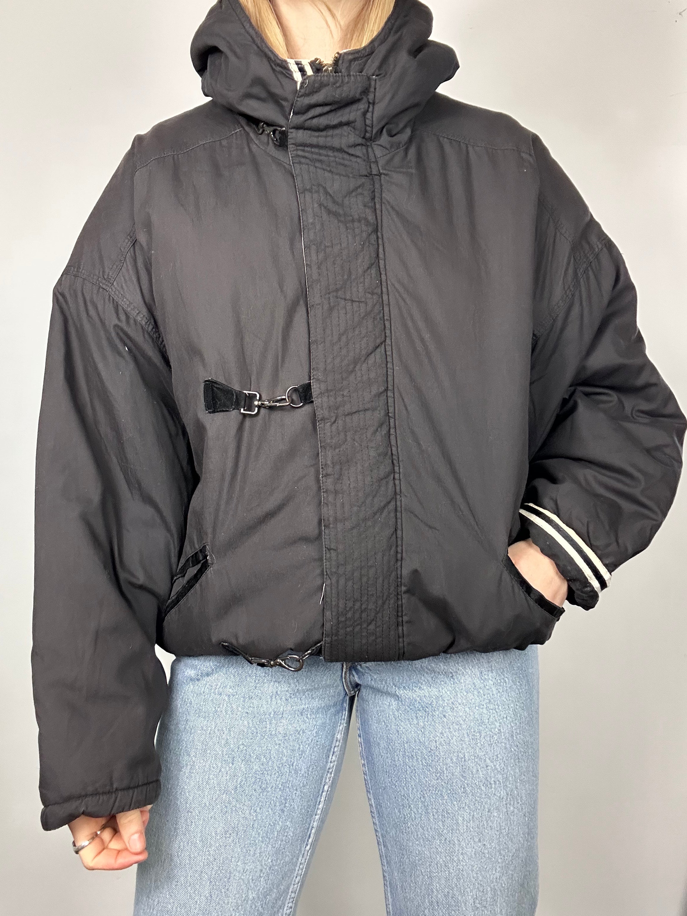 Black Clasp Bomber Jacket Size M