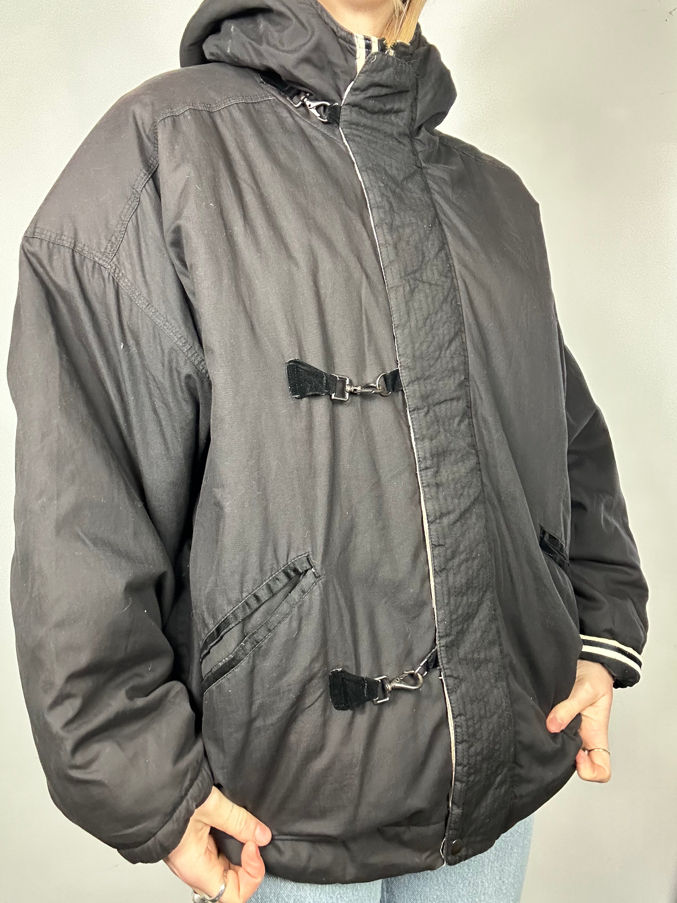 Black Clasp Bomber Jacket Size M