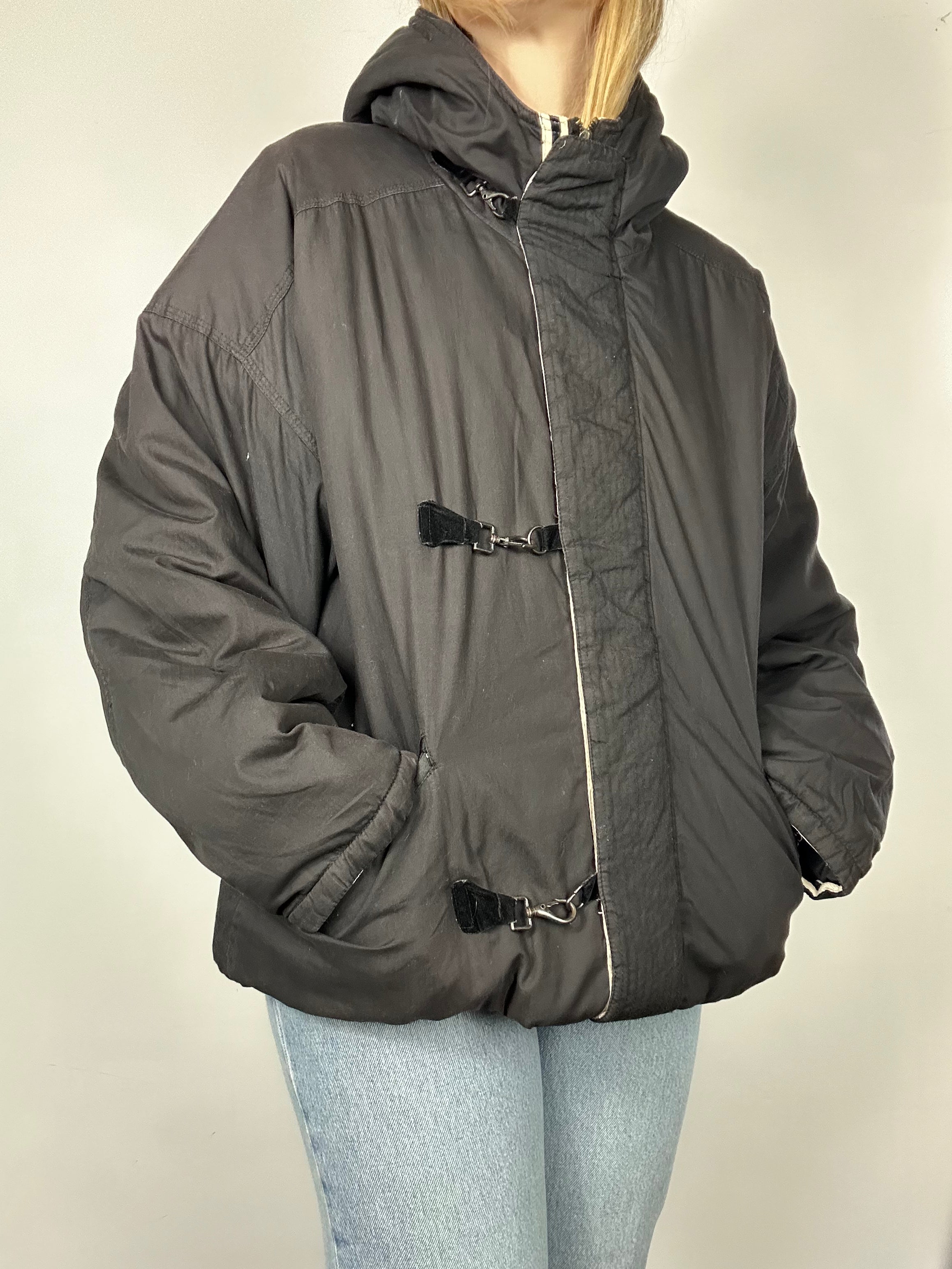 Black Clasp Bomber Jacket Size M