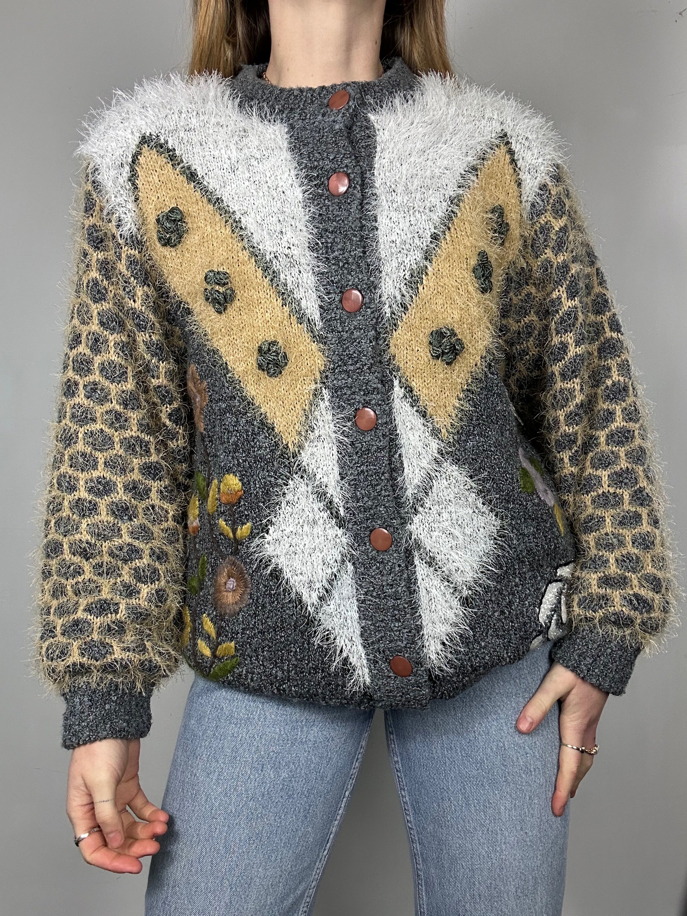 Fluffy 80's Floral Cardi Size 12