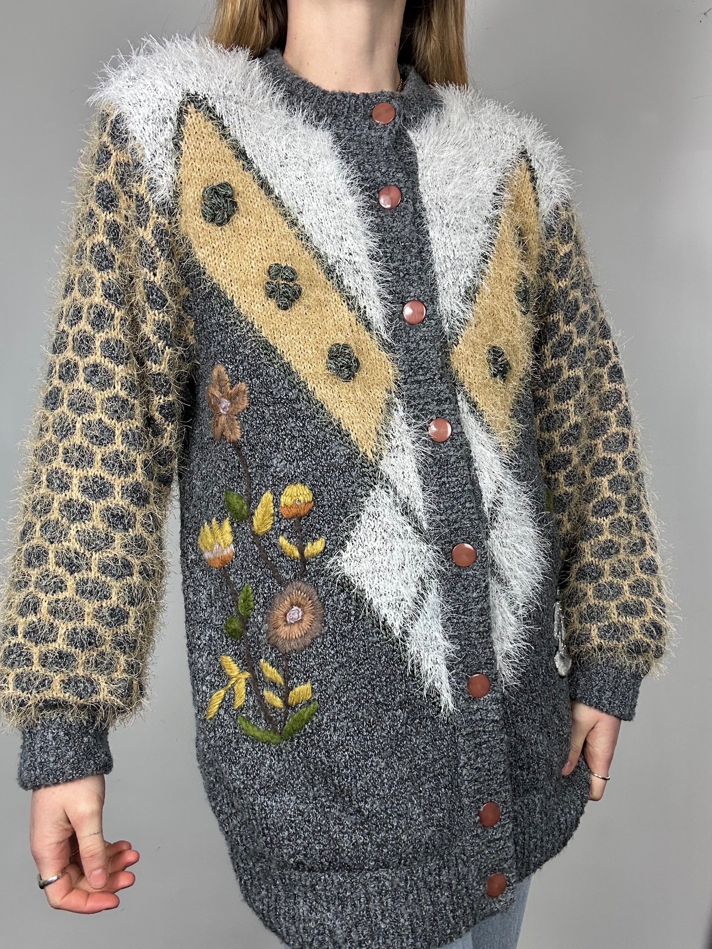 Fluffy 80's Floral Cardi Size 12