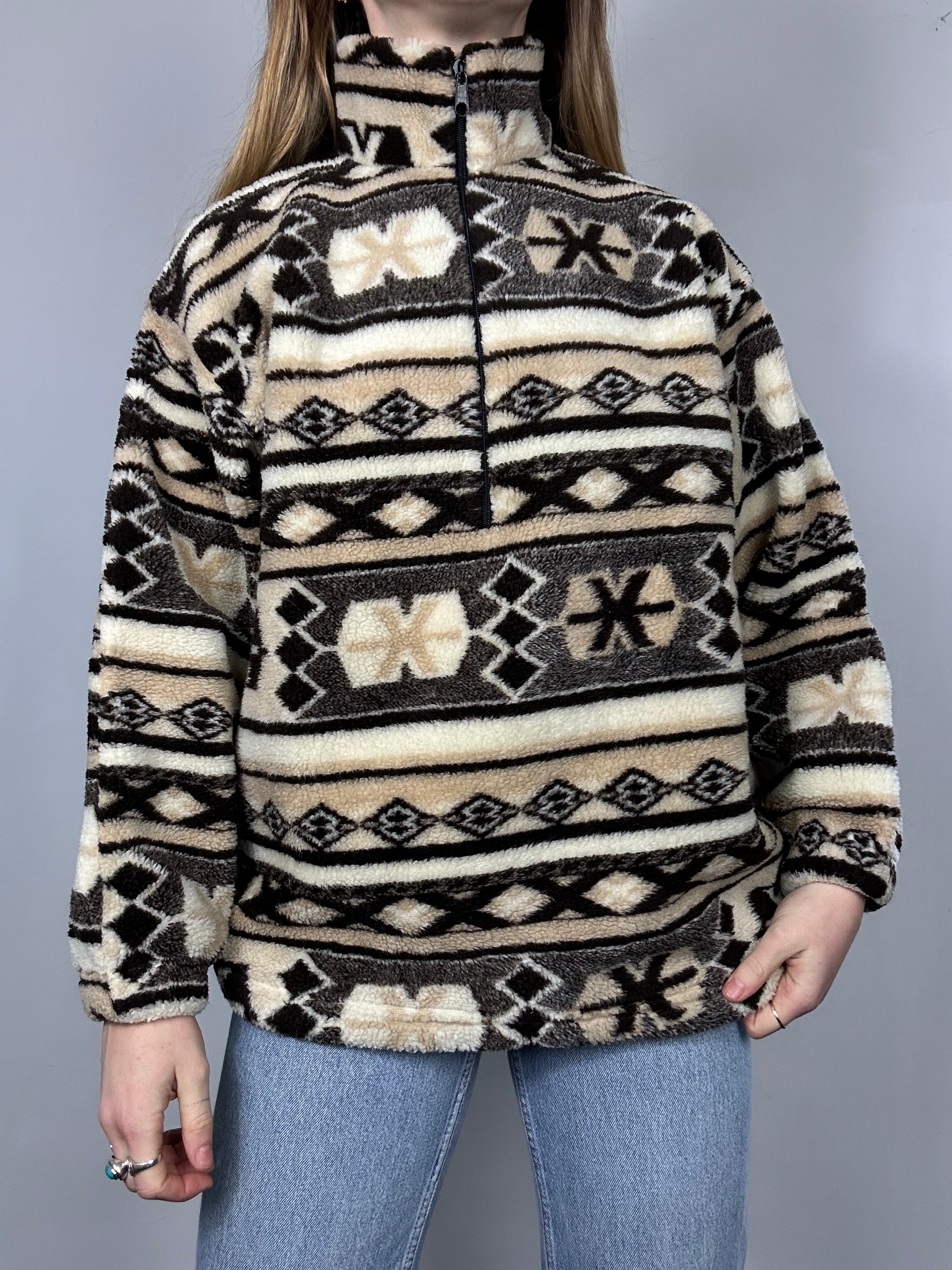 Half Zip 80's Teddy Fleece Size S/M