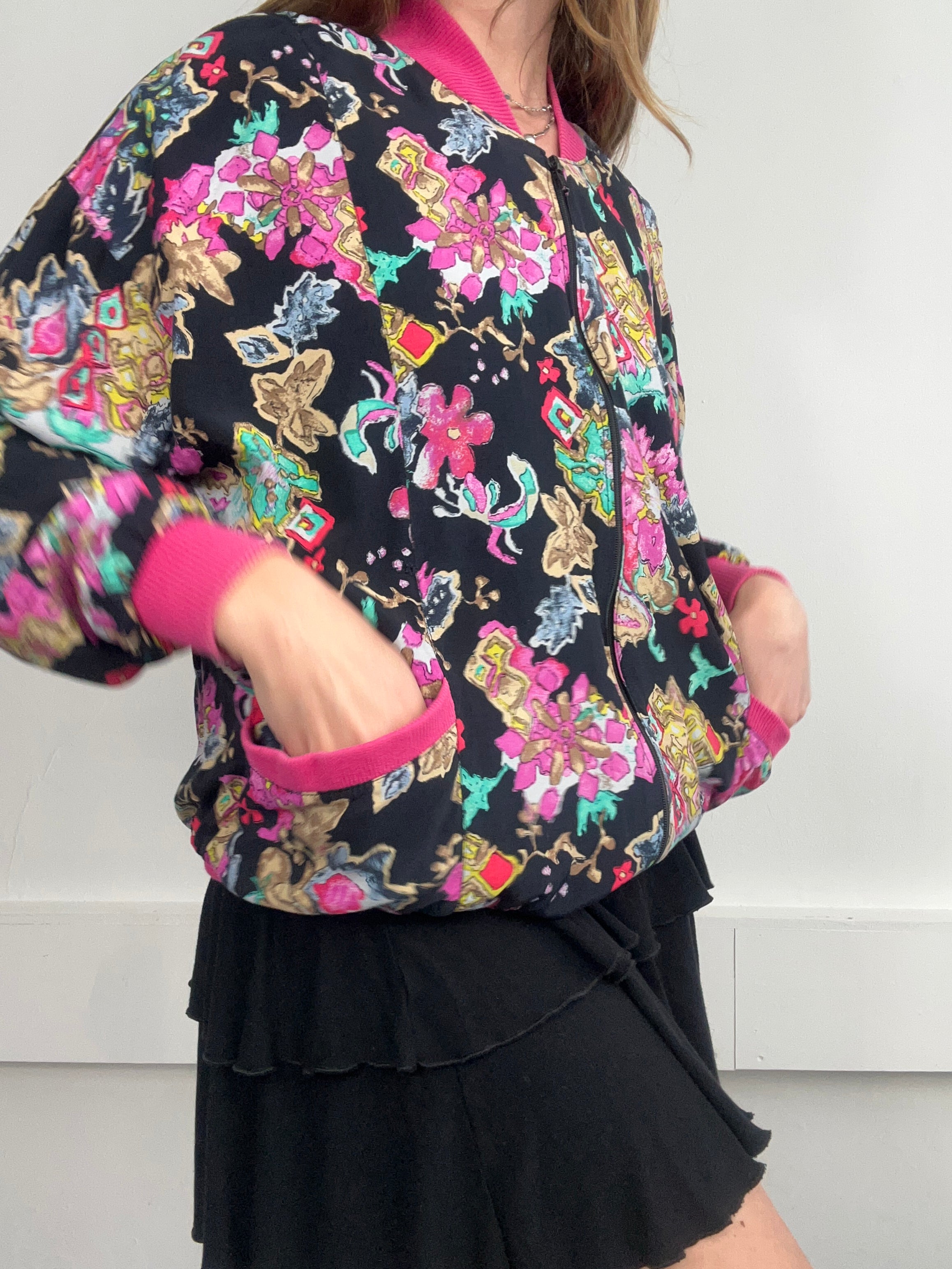 Floral Bomber jacket 80's Size 10/12