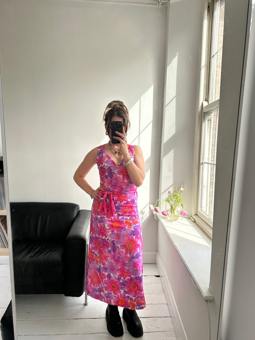 Pink 70's Maxi Dress Size 8