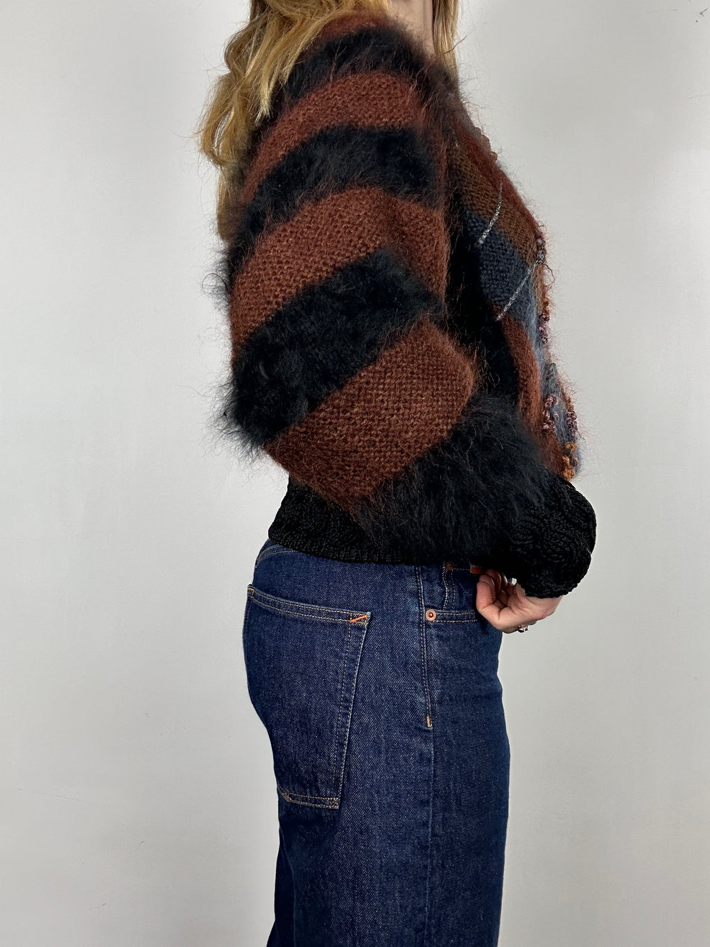 80's Knitted Brown Striped Sweater Size 10