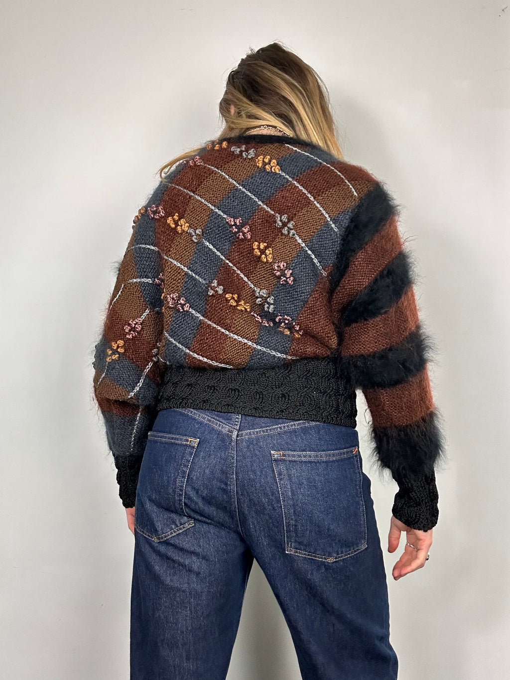 80's Knitted Brown Striped Sweater Size 10