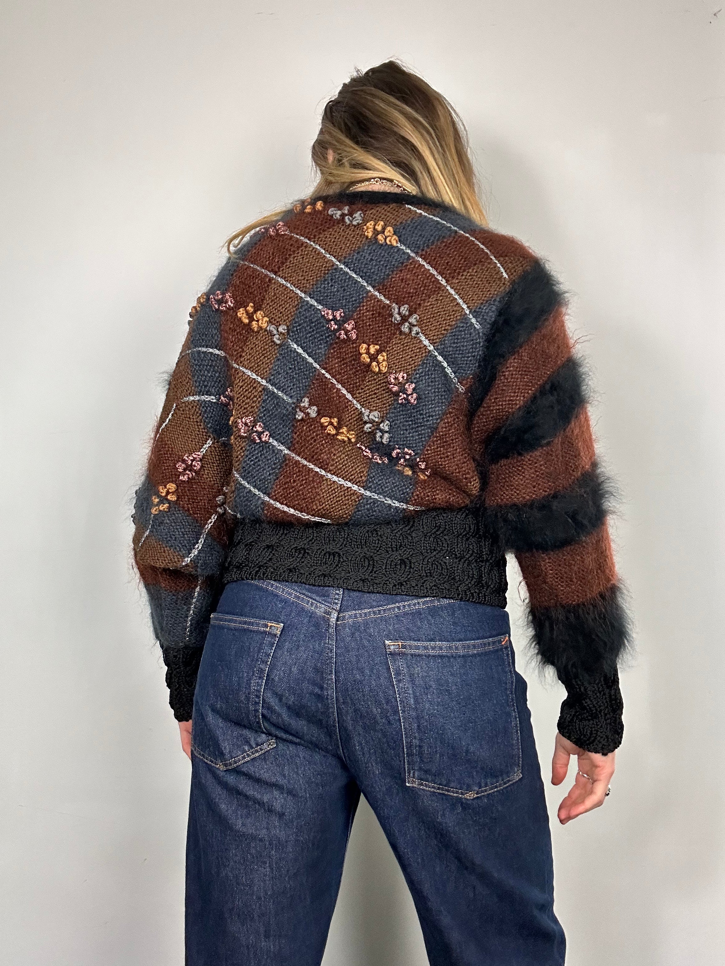 80's Knitted Brown Striped Sweater Size 10