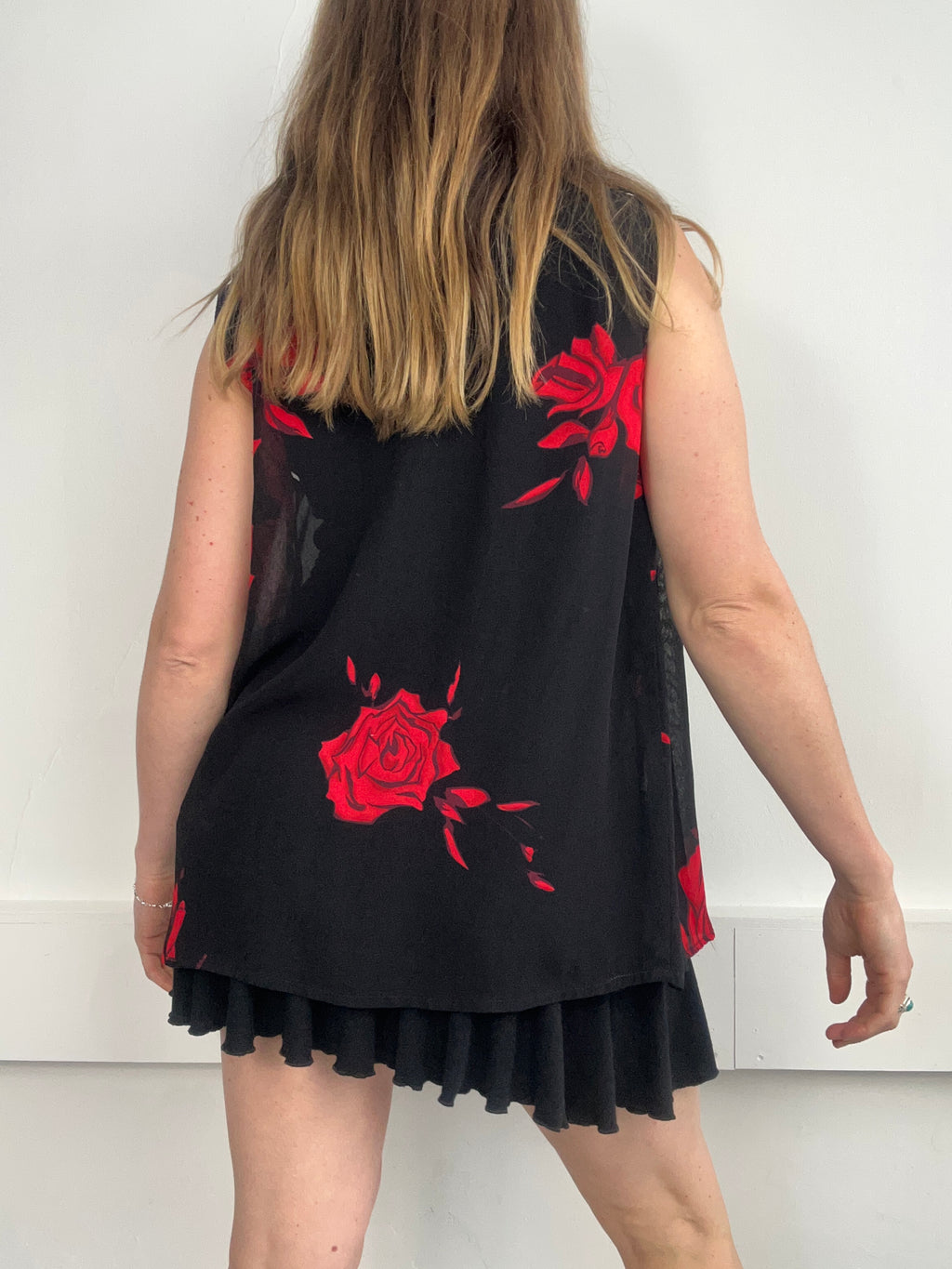Rose Print Sheer Shirt Size 12