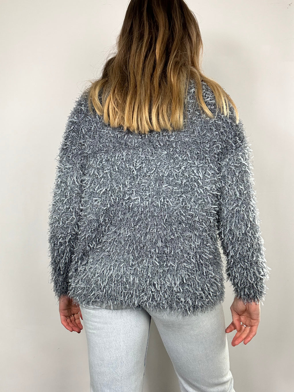 Grey Fluffy 80's Cardigan Size 10