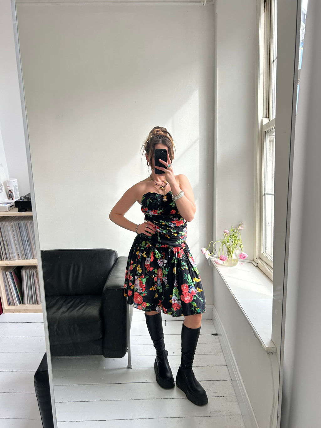 80's Flroal Mini Dress Size 12