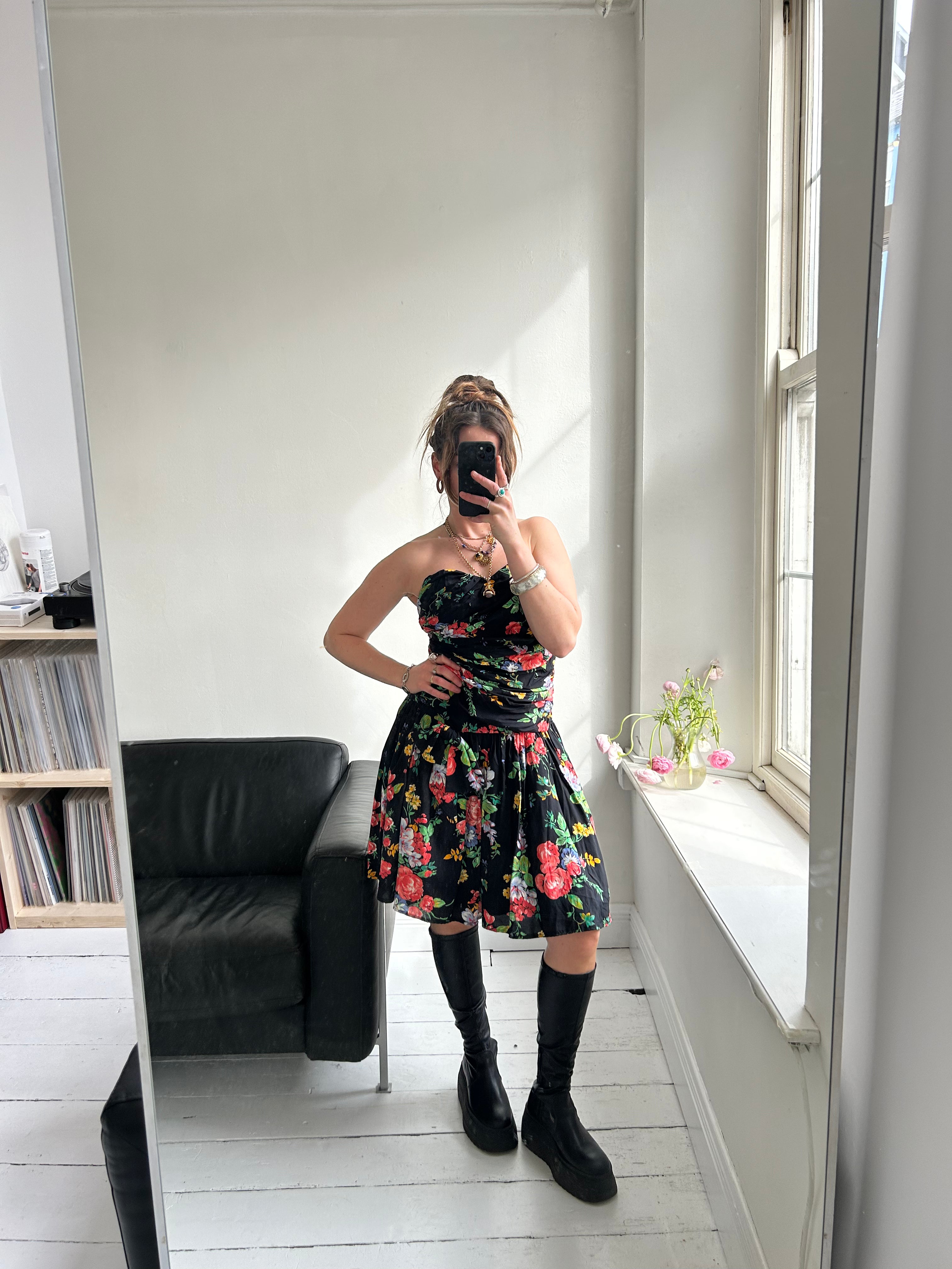 80's Flroal Mini Dress Size 12