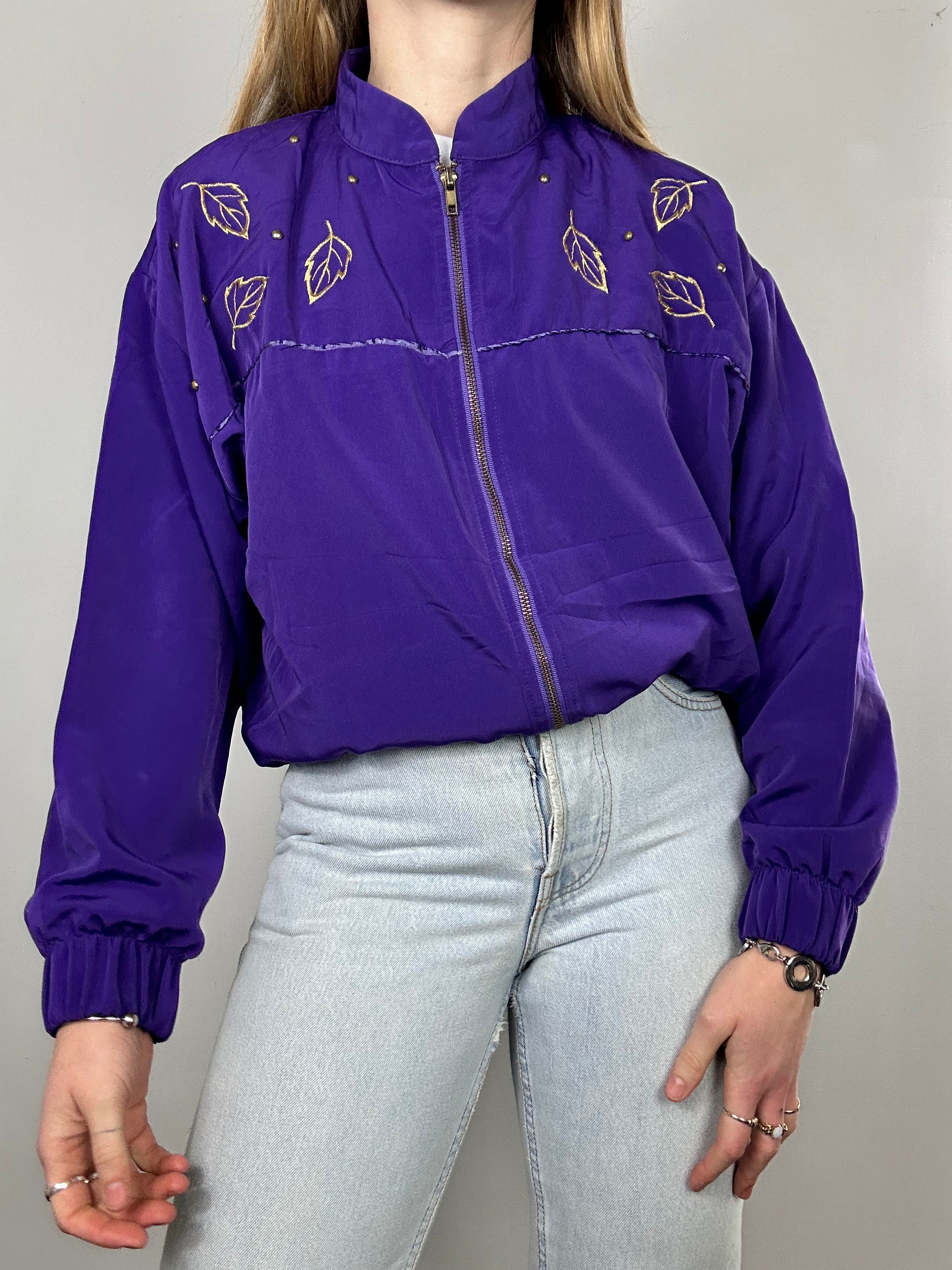Purple Gold Bomber Jacket Size 10
