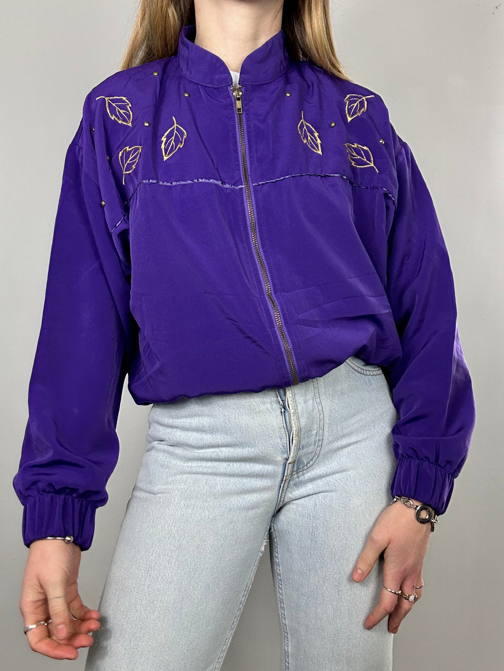 Purple Gold Bomber Jacket Size 10