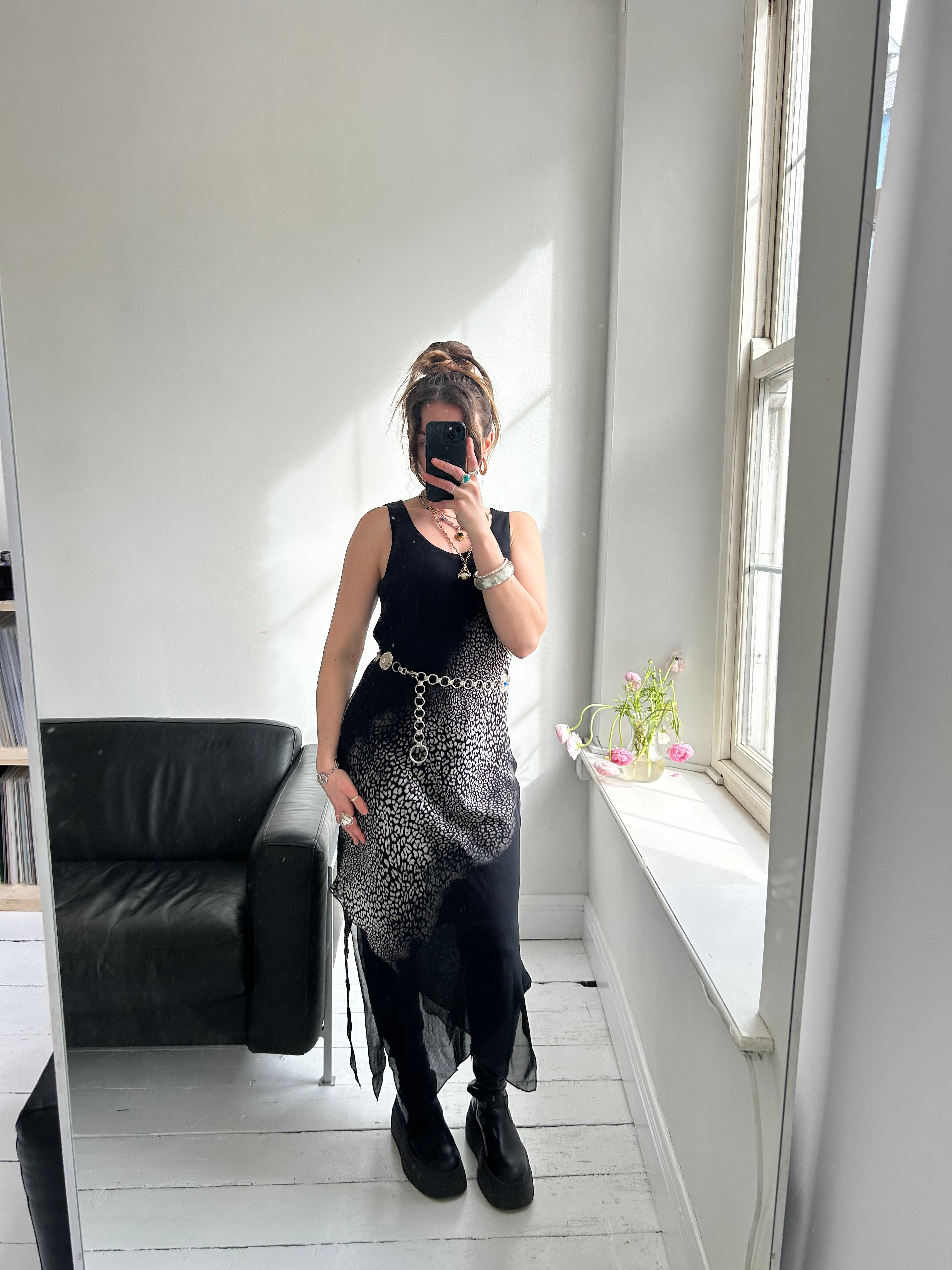 Chiffon Black Cheetah print Dress size 12