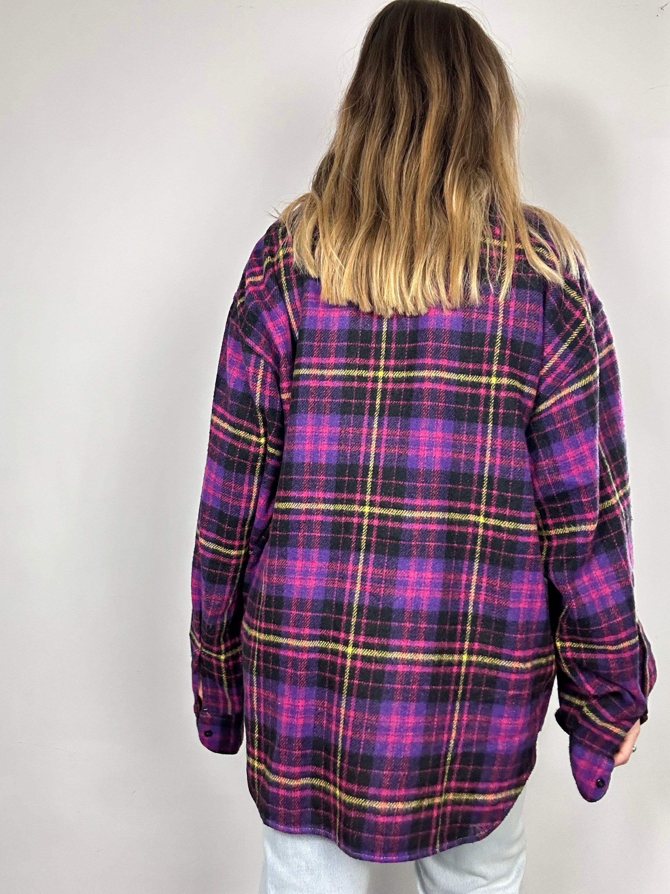 Purple Wool Tartan Shirt Size Xl