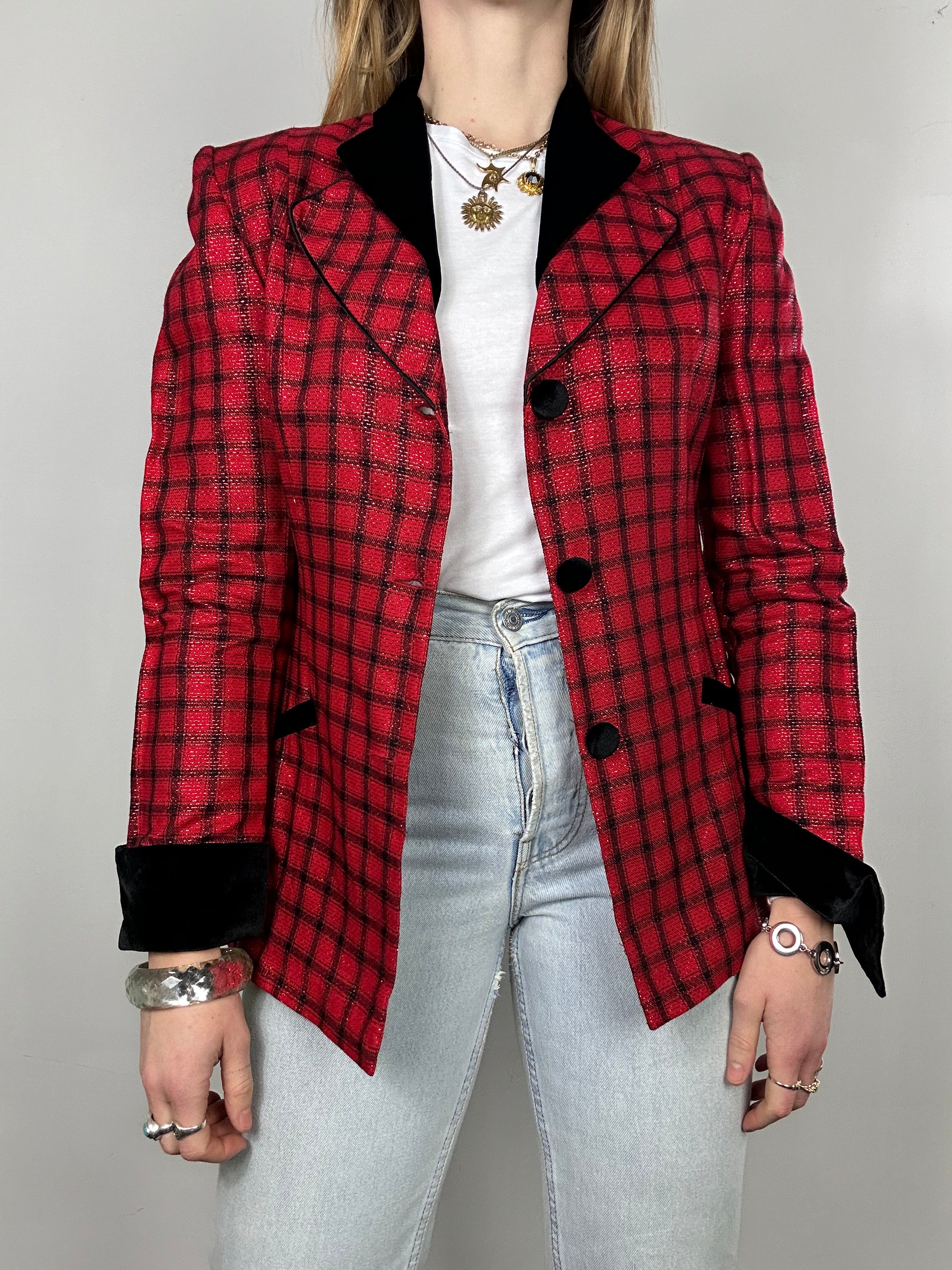 Tartan 80's Blazer Size 8