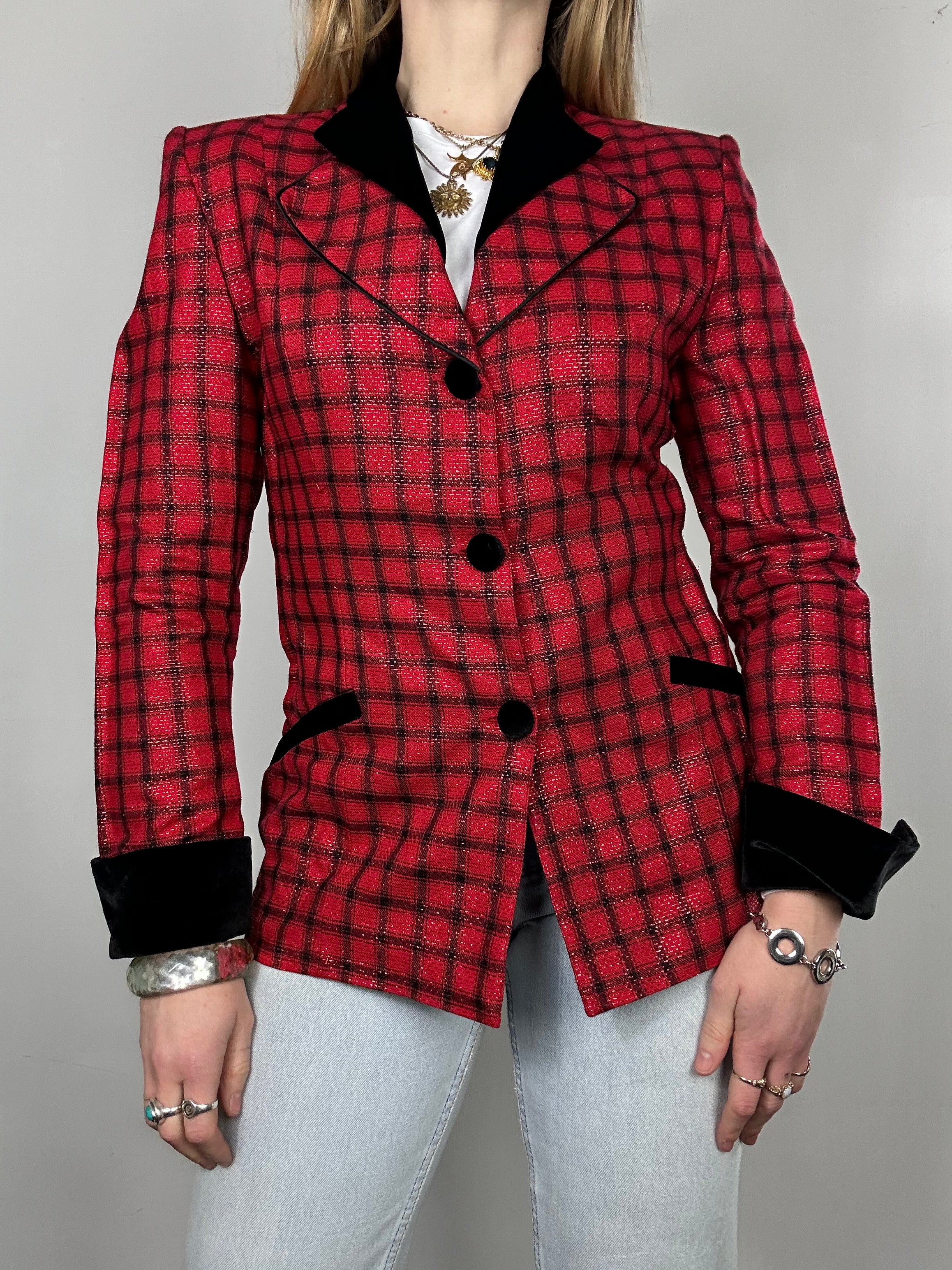 Tartan 80's Blazer Size 8