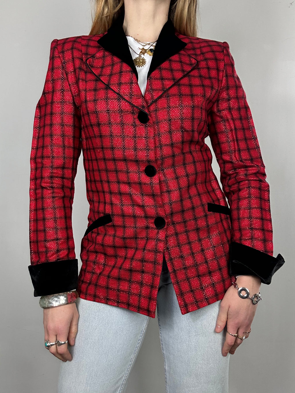 Tartan 80's Blazer Size 8
