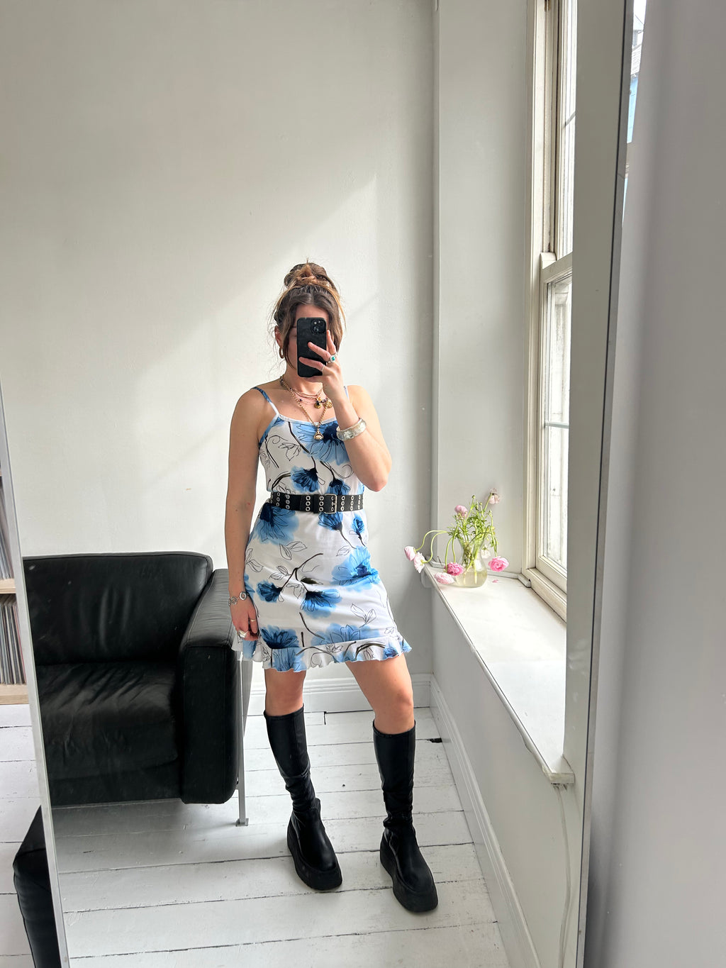 Blue Floral Mini dress Size 12