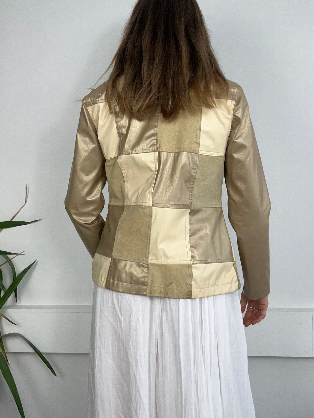 Faux Leather Patchwork Jacket Size 10