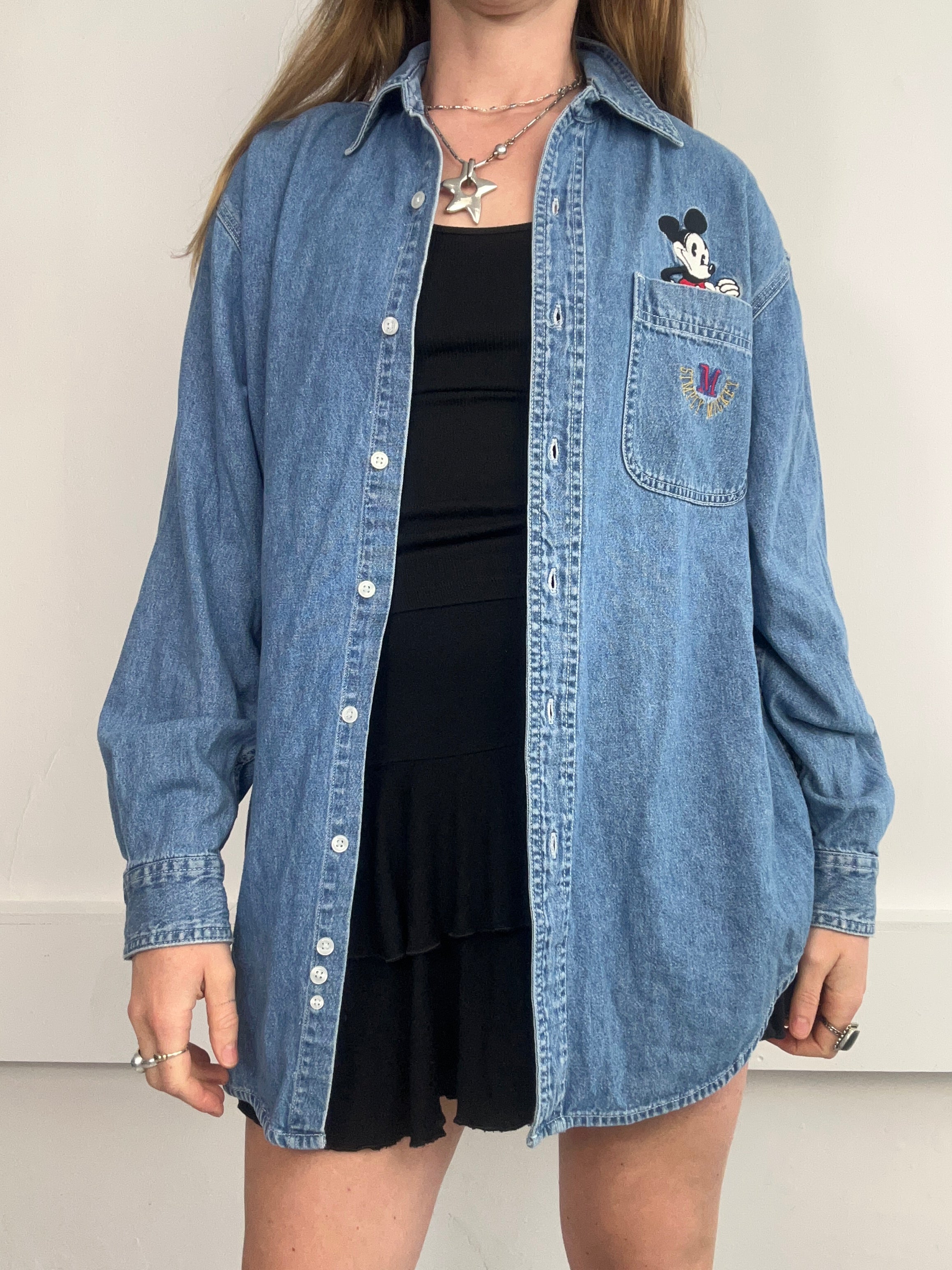 Mickey Mouse Denim Shirt Size L