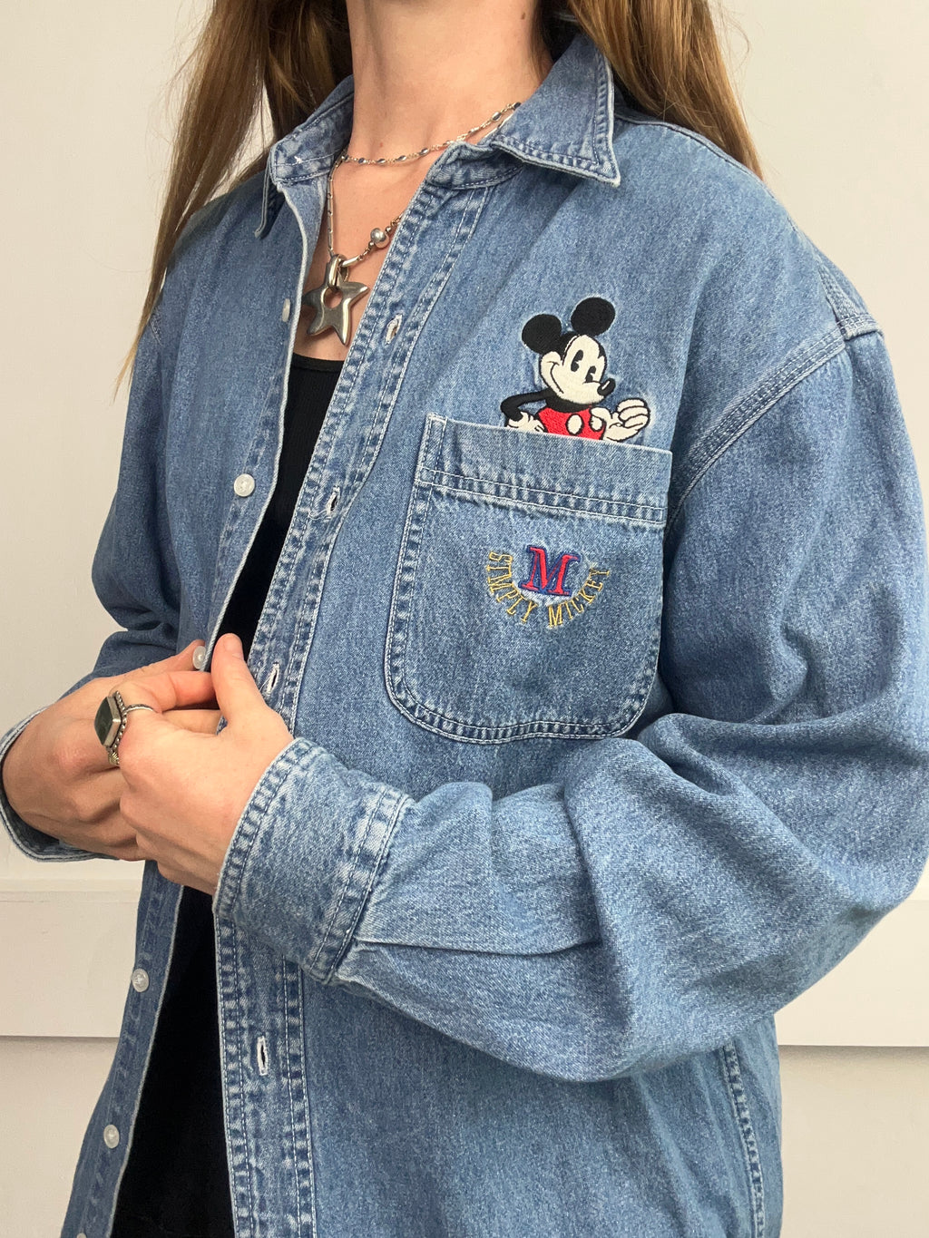 Mickey Mouse Denim Shirt Size L