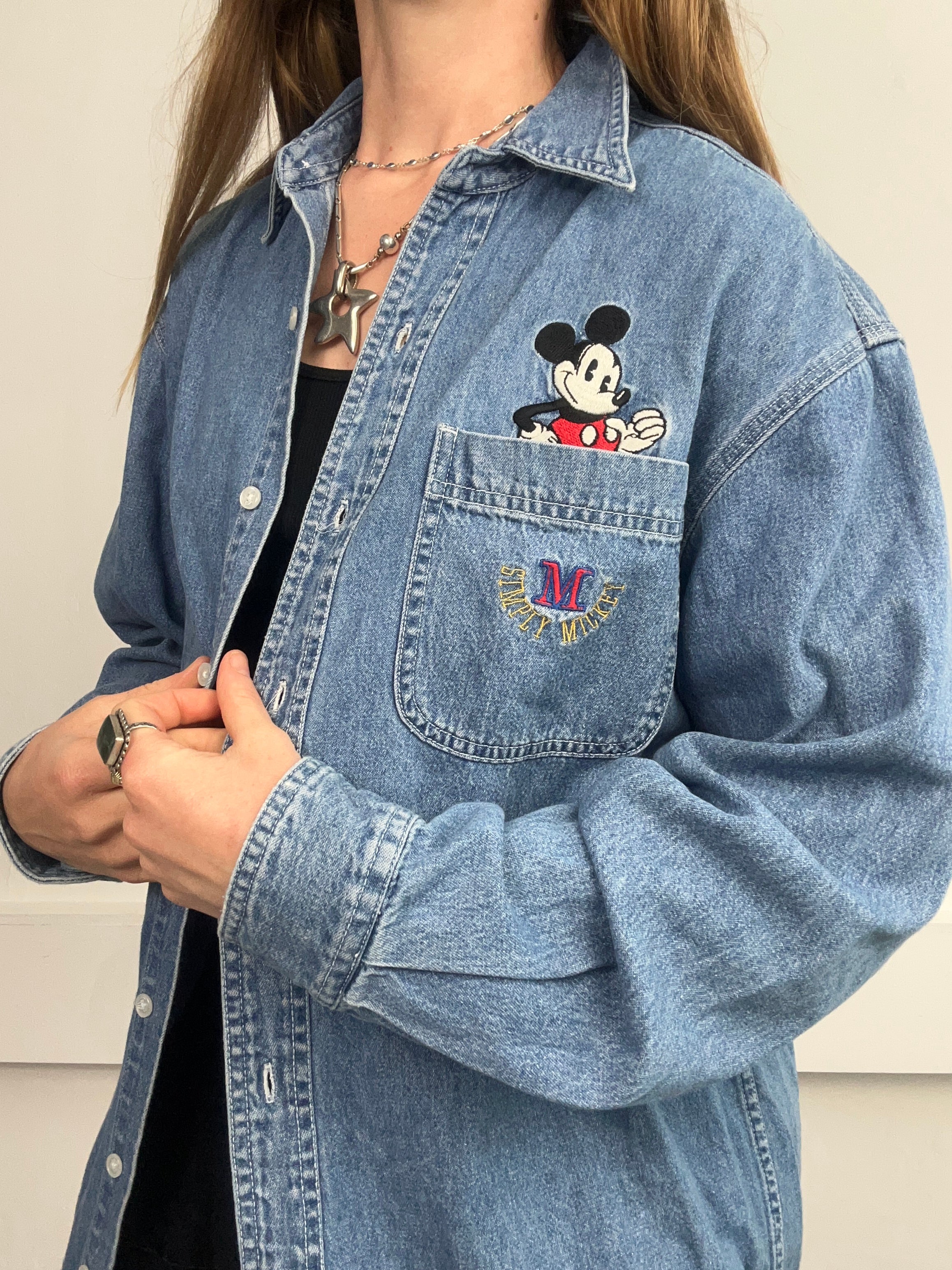 Mickey Mouse Denim Shirt Size L