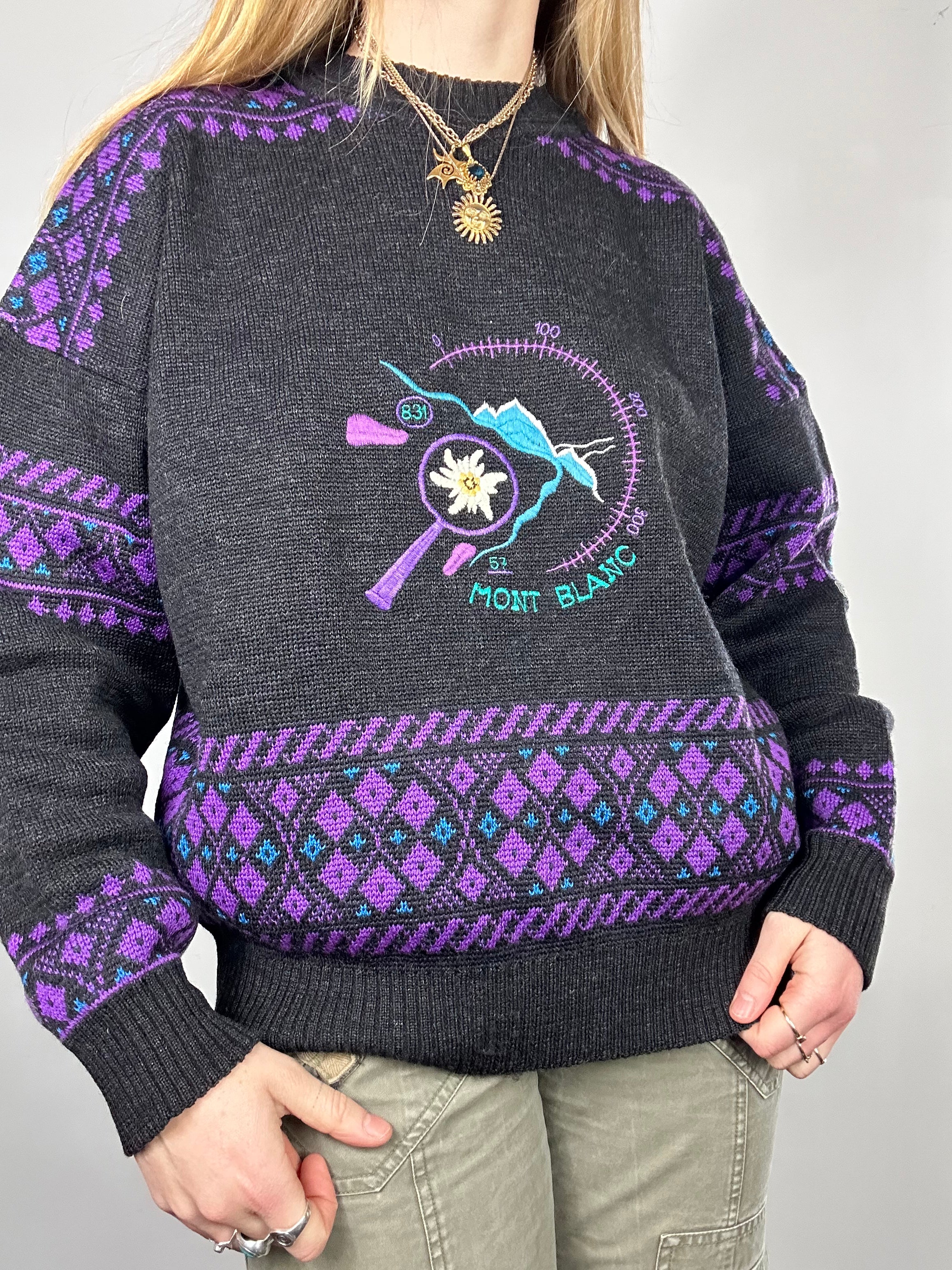 Knitted 80's Ski Sweater Size M