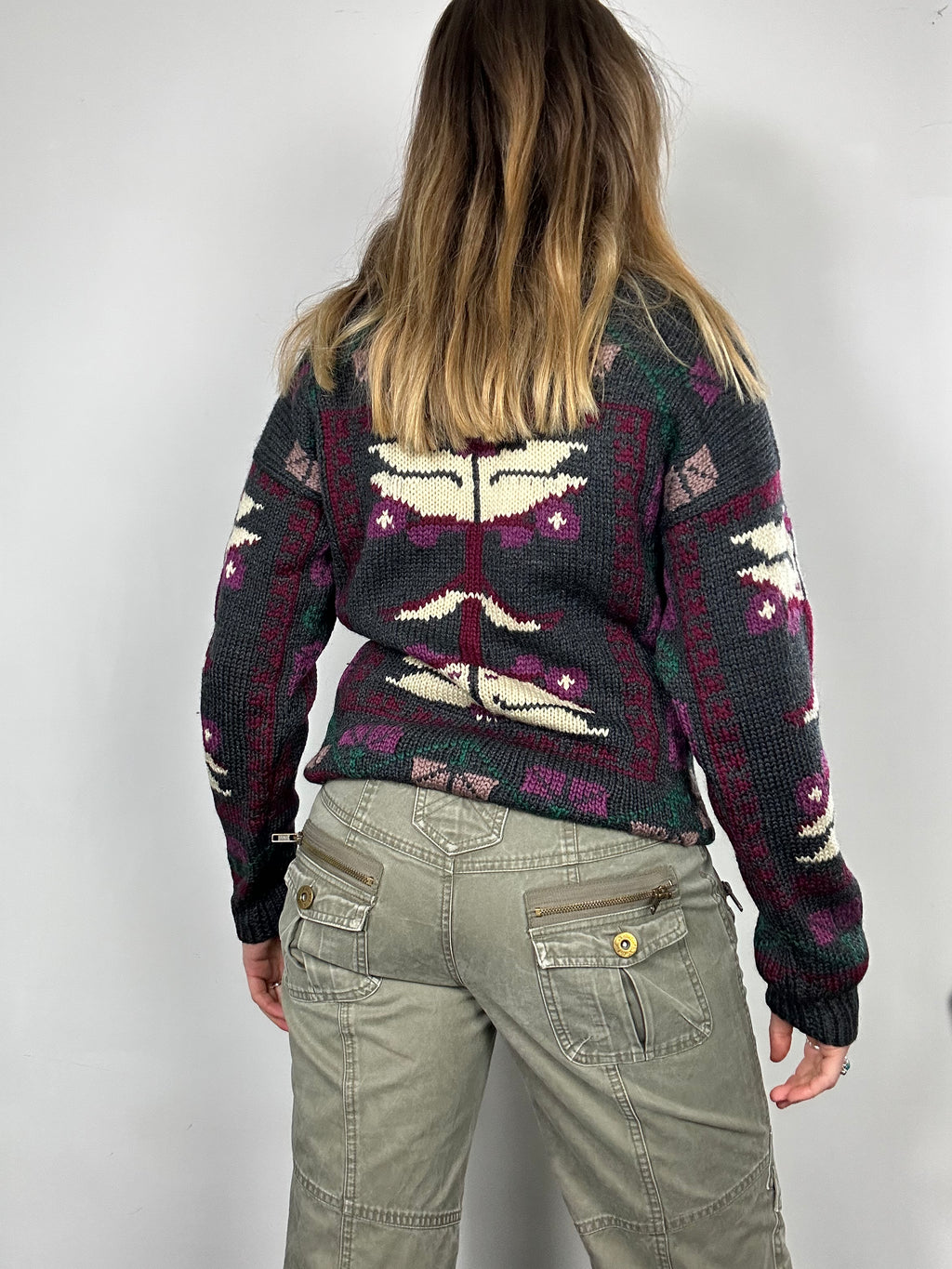 Knitted High Neck 80's Sweater Size S