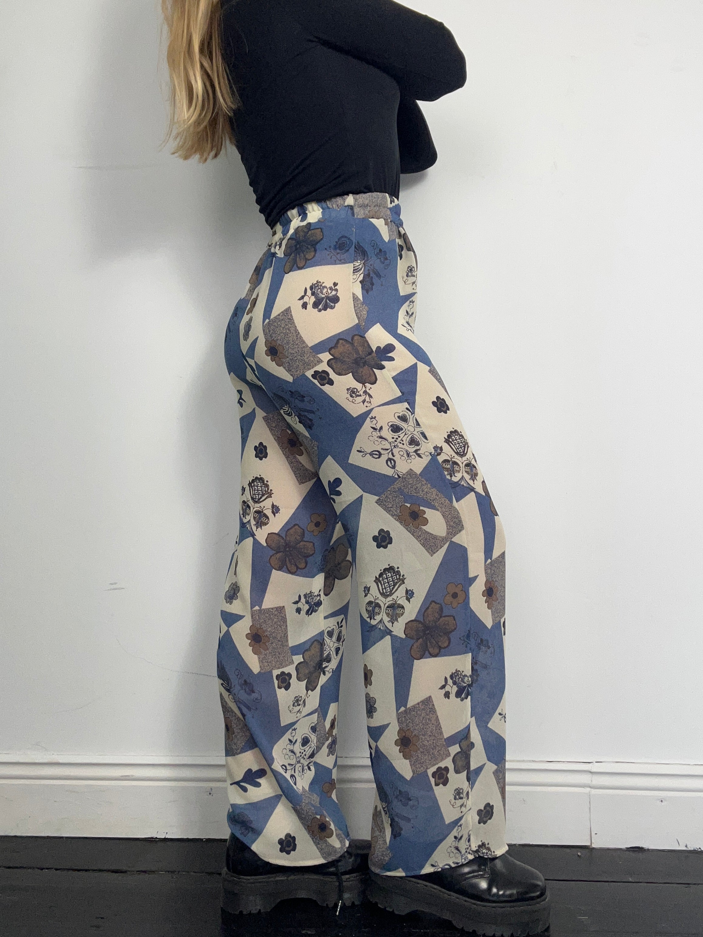 Wide Leg printed Sheer Pants Size 8/10